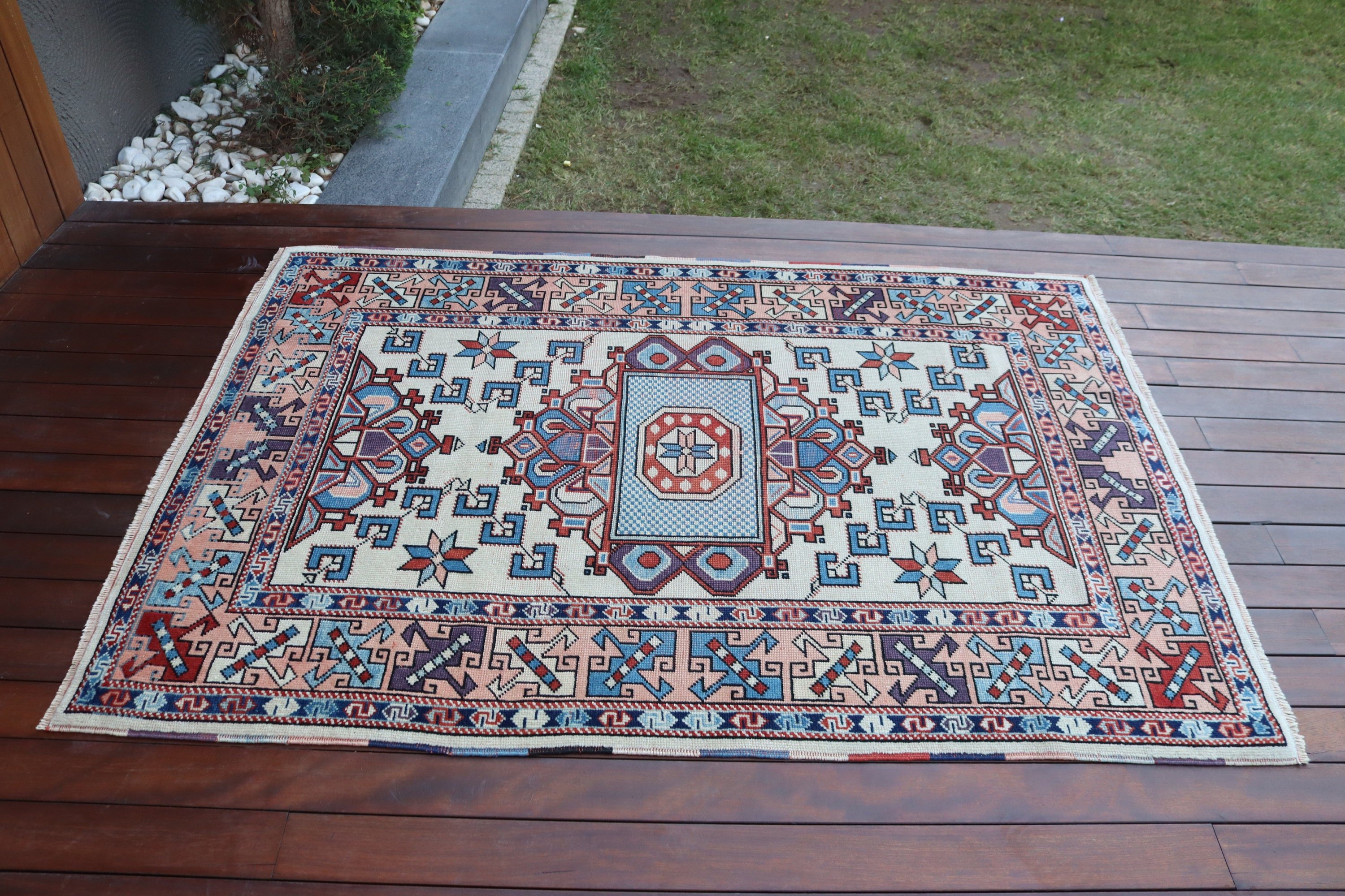 Vintage Halılar, Giriş Halıları, Dekoratif Halılar, Antika Halılar, El Dokuma Halılar, Bej Düz Dokuma Halılar, Türk Halısı, 4x5.7 ft Accent Halı