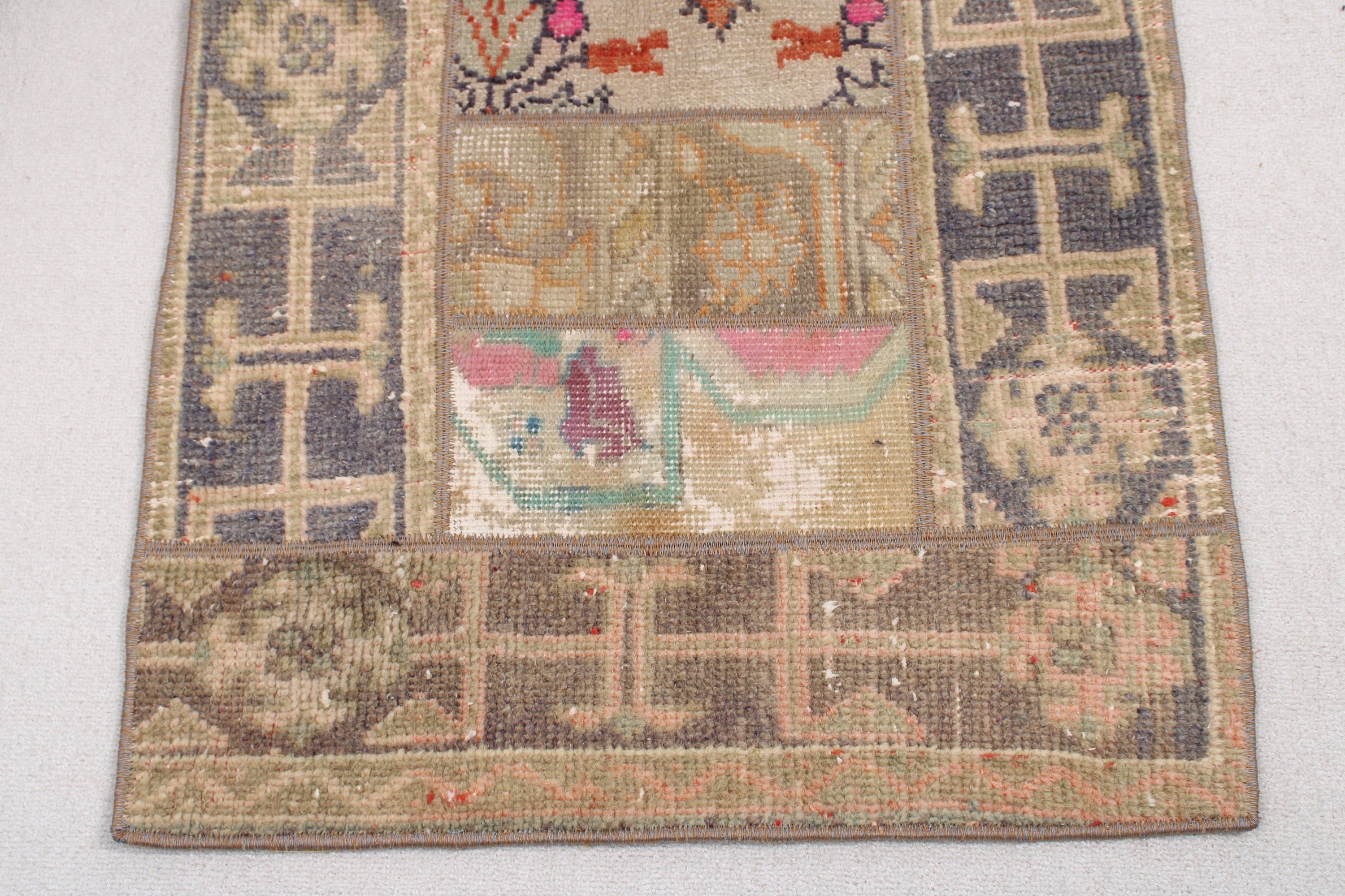 Yeşil Yün Halı, Antika Halılar, Türk Halısı, 2.2x5.2 ft Küçük Halı, Modern Halı, Ev Dekor Halıları, Vintage Halılar, Mutfak Halısı, Duvara Asılı Halılar