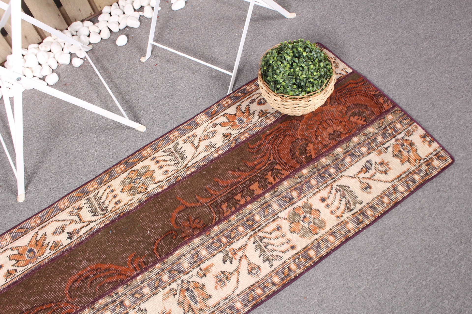 2x5.2 ft Runner Halıları, Koridor Halıları, Mutfak Halıları, Vintage Halı, Yatak Odası Halısı, Bej Yer Halıları, Ev Dekorasyonu Halıları, Türk Halısı, Parlak Halılar