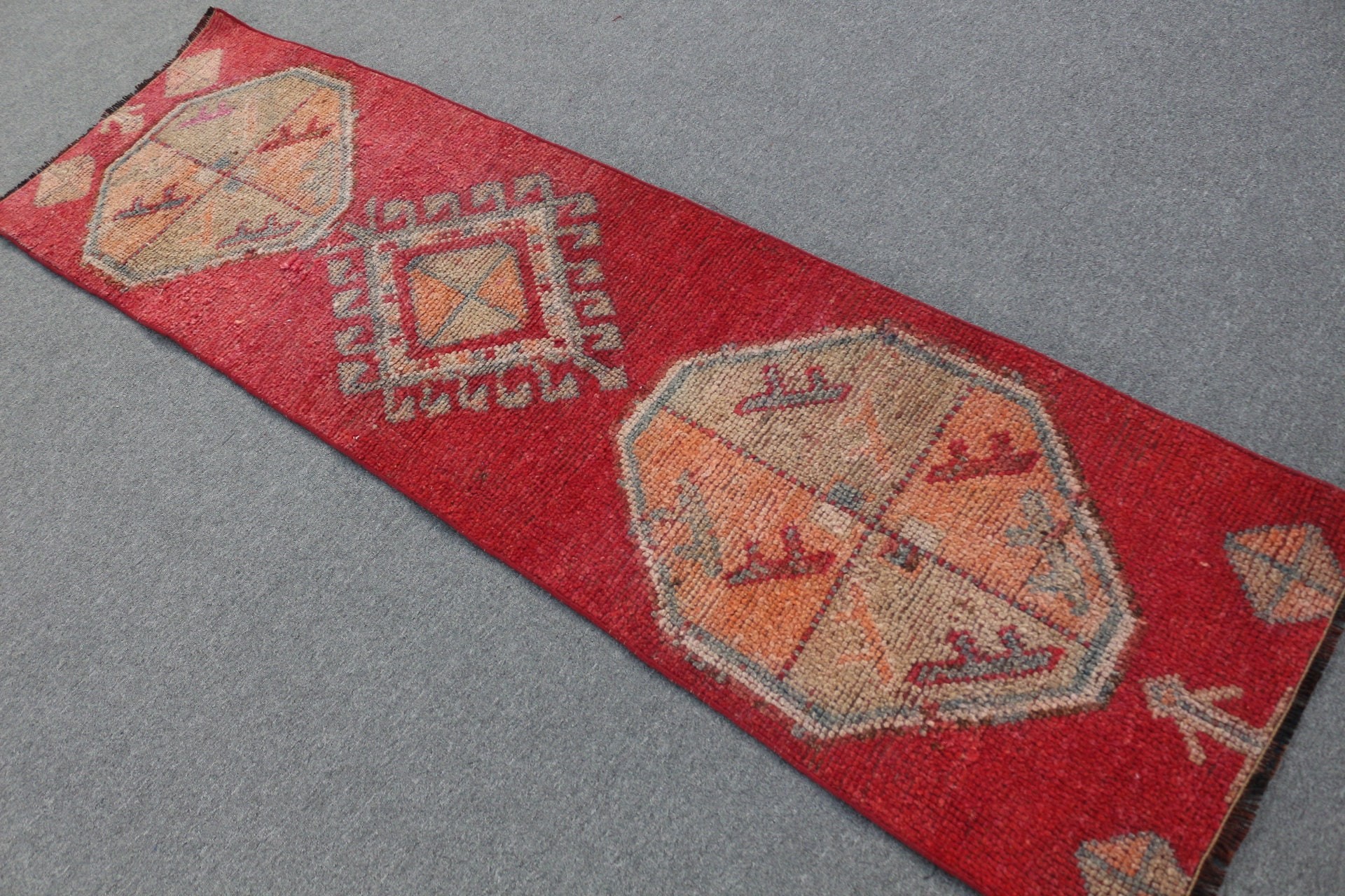 Art Rug, 2.1x7.3 ft Runner Rug, Red Bedroom Rug, Rugs for Kitchen, Oriental Rug, Home Decor Rug, Vintage Rug, Turkish Rug, Corridor Rugs