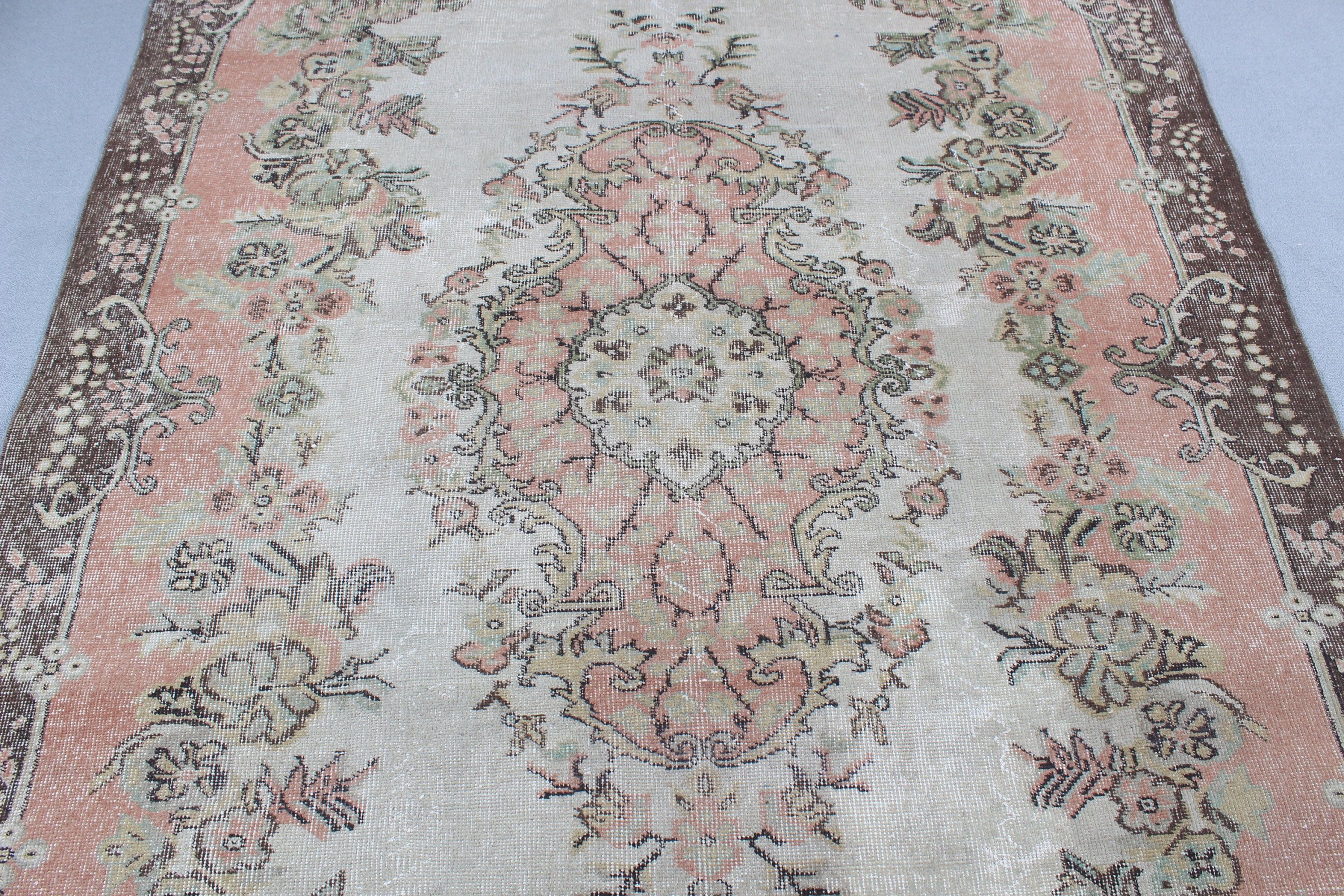 6.1x9.5 ft Büyük Halılar, Oushak Halı, Yer Halıları, Salon Halıları, Vintage Dekor Halıları, Vintage Halı, Türk Halıları, Bej Boho Halıları, Büyük Boho Halıları