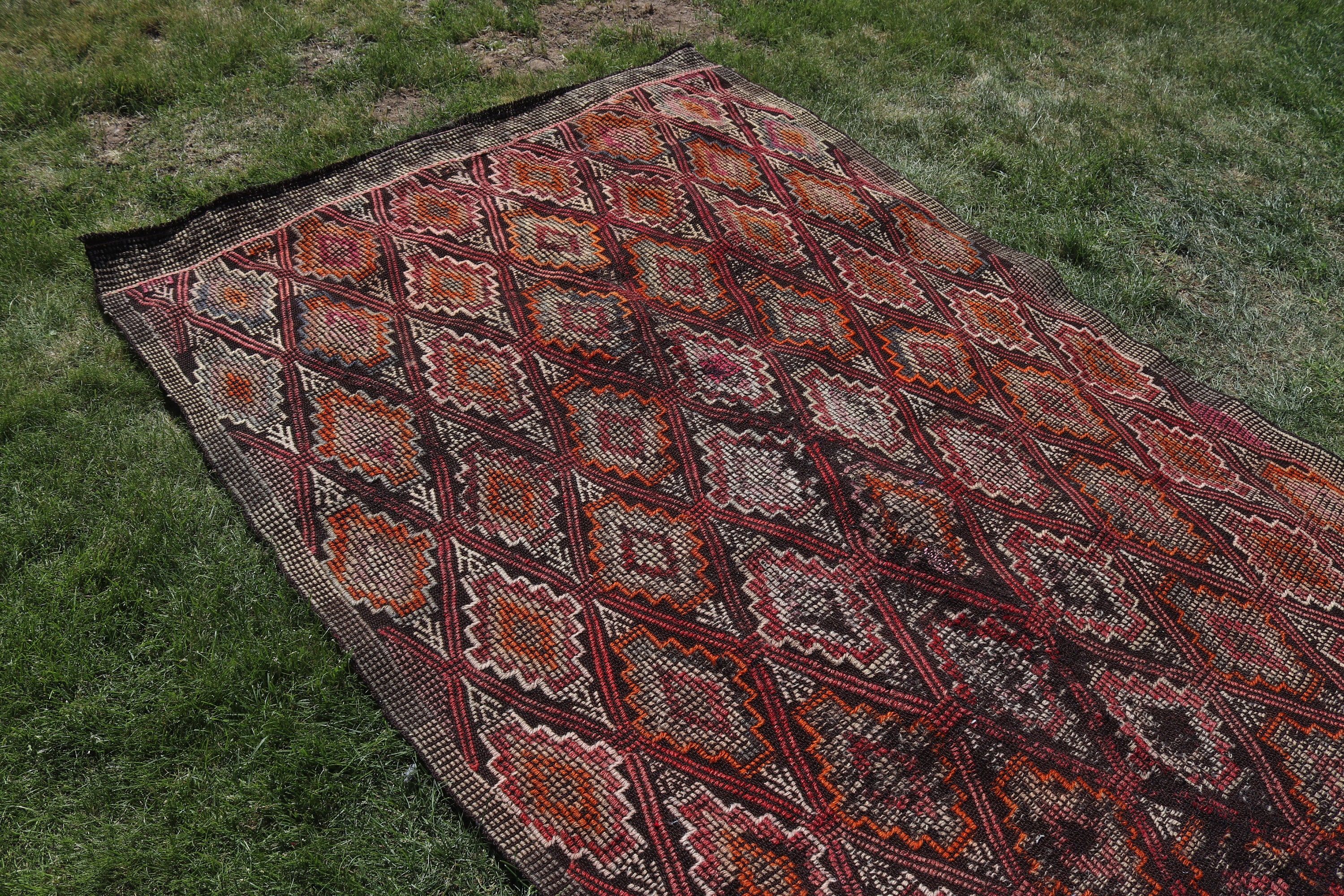 Salon Rug, Kilim, Pink Geometric Rug, Kitchen Rugs, Turkish Rugs, Vintage Rugs, Large Boho Rugs, Home Decor Rugs, 4.9x11.7 ft Large Rug