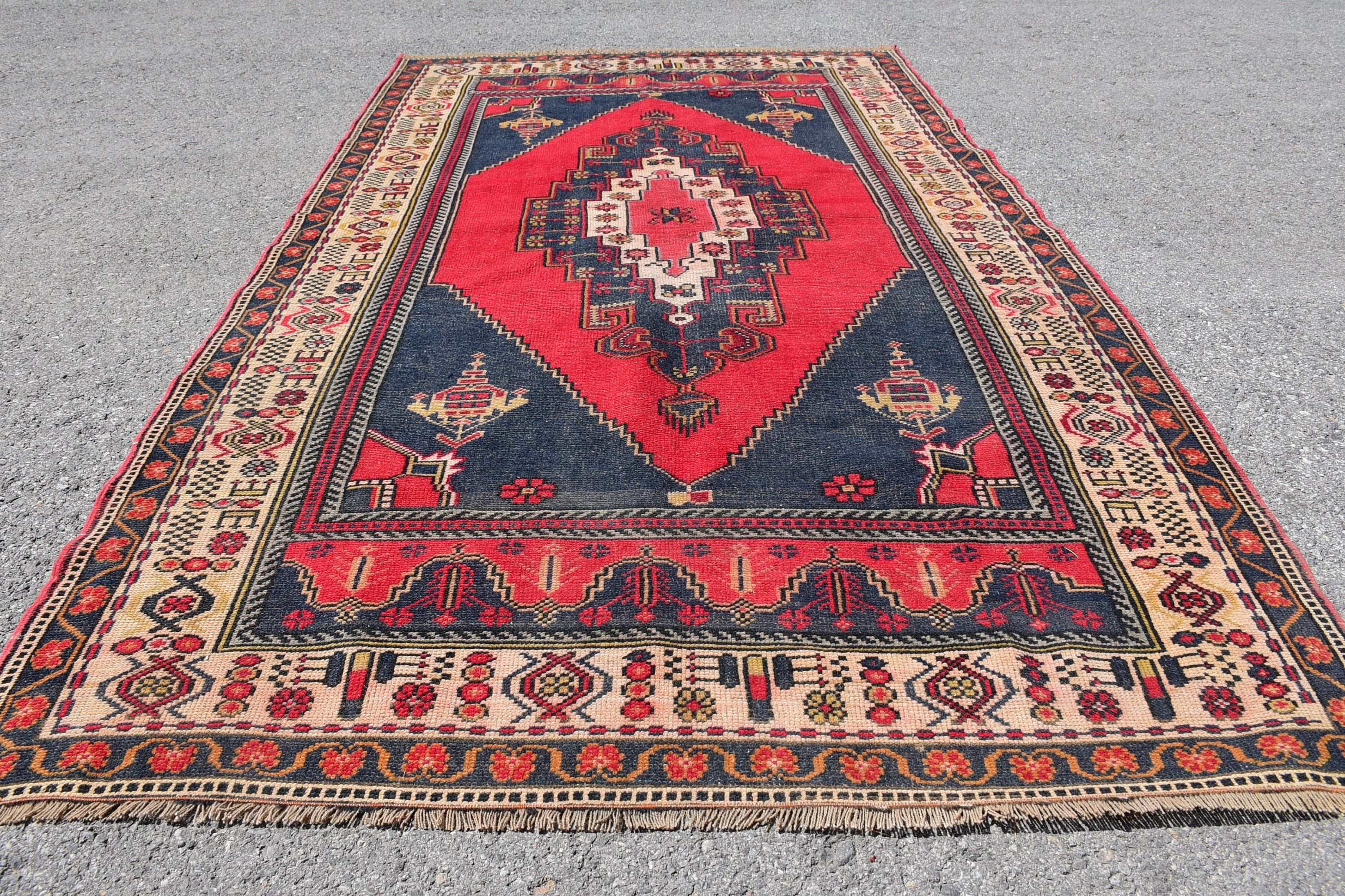 Vintage Rug, Kitchen Rug, 4.8x8.2 ft Area Rugs, Floor Rugs, Vintage Decor Rugs, Rugs for Dining Room, Turkish Rugs, Dining Room Rug