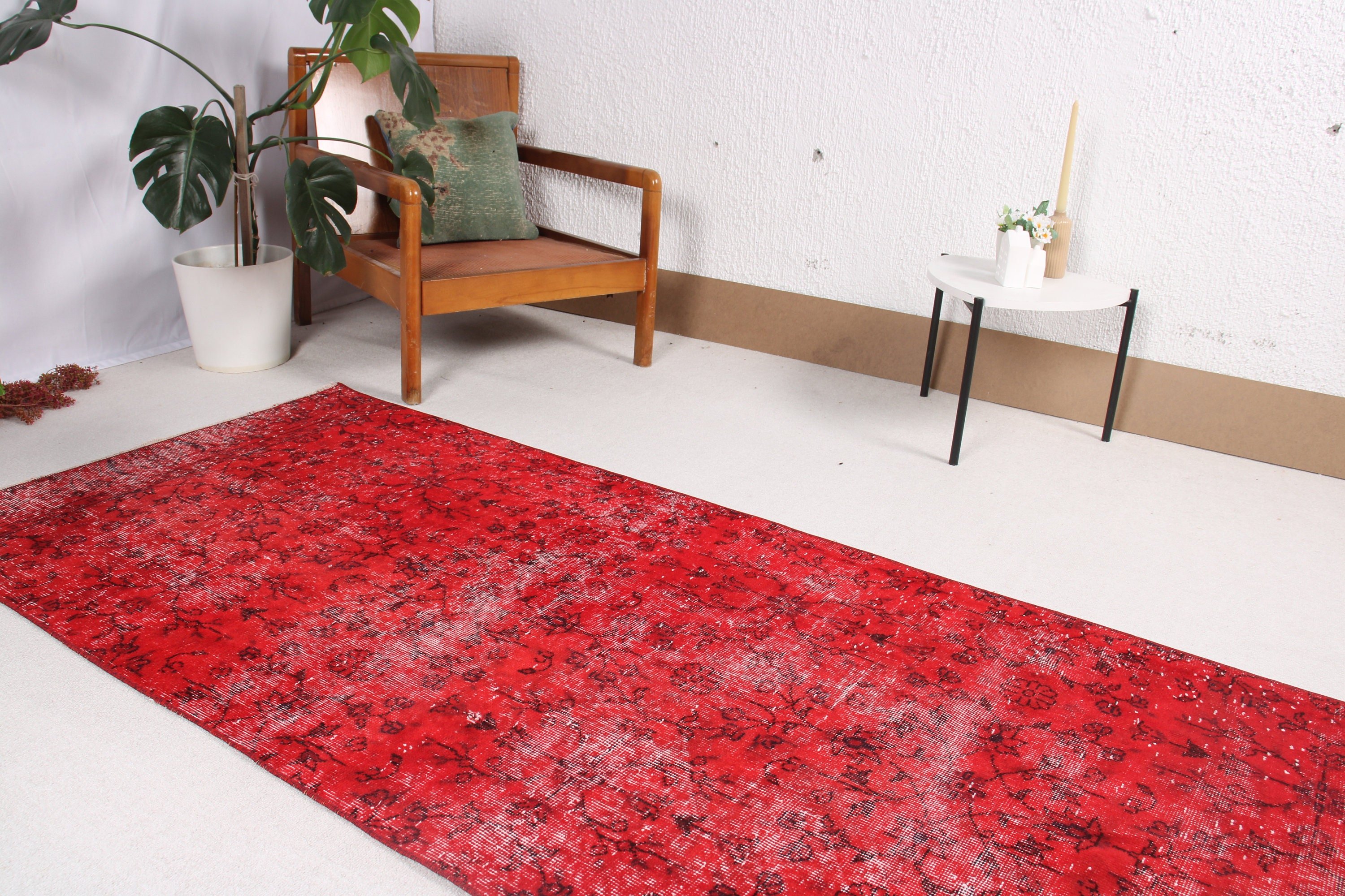 Statement Rug, Red  3.2x8 ft Runner Rugs, Vintage Rugs, Office Rug, Turkish Rug, Kitchen Rug, Bedroom Rugs, Vintage Runner Rug