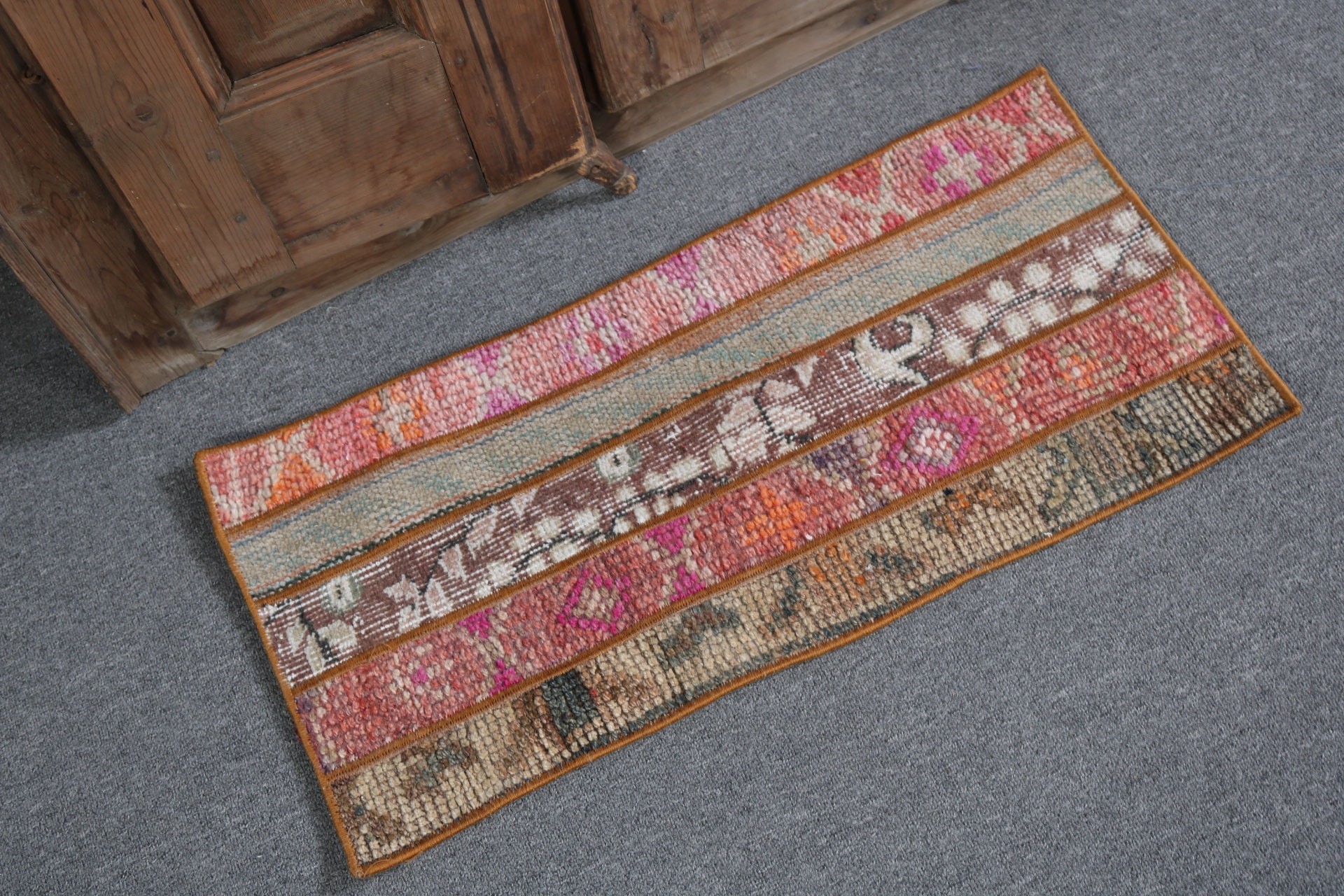 Turkish Rugs, Cool Rug, Nursery Rugs, Boho Rugs, 1.2x2.6 ft Small Rug, Small Area Rug, Pink Home Decor Rug, Rugs for Nursery, Vintage Rugs