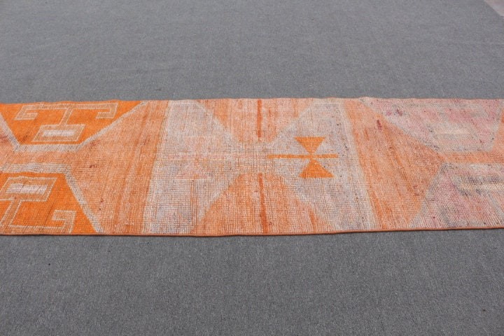 Oriental Rug, 2.9x11 ft Runner Rug, Stair Rug, Corridor Rug, Turkish Rugs, Cool Rug, Orange Floor Rug, Rugs for Corridor, Vintage Rugs