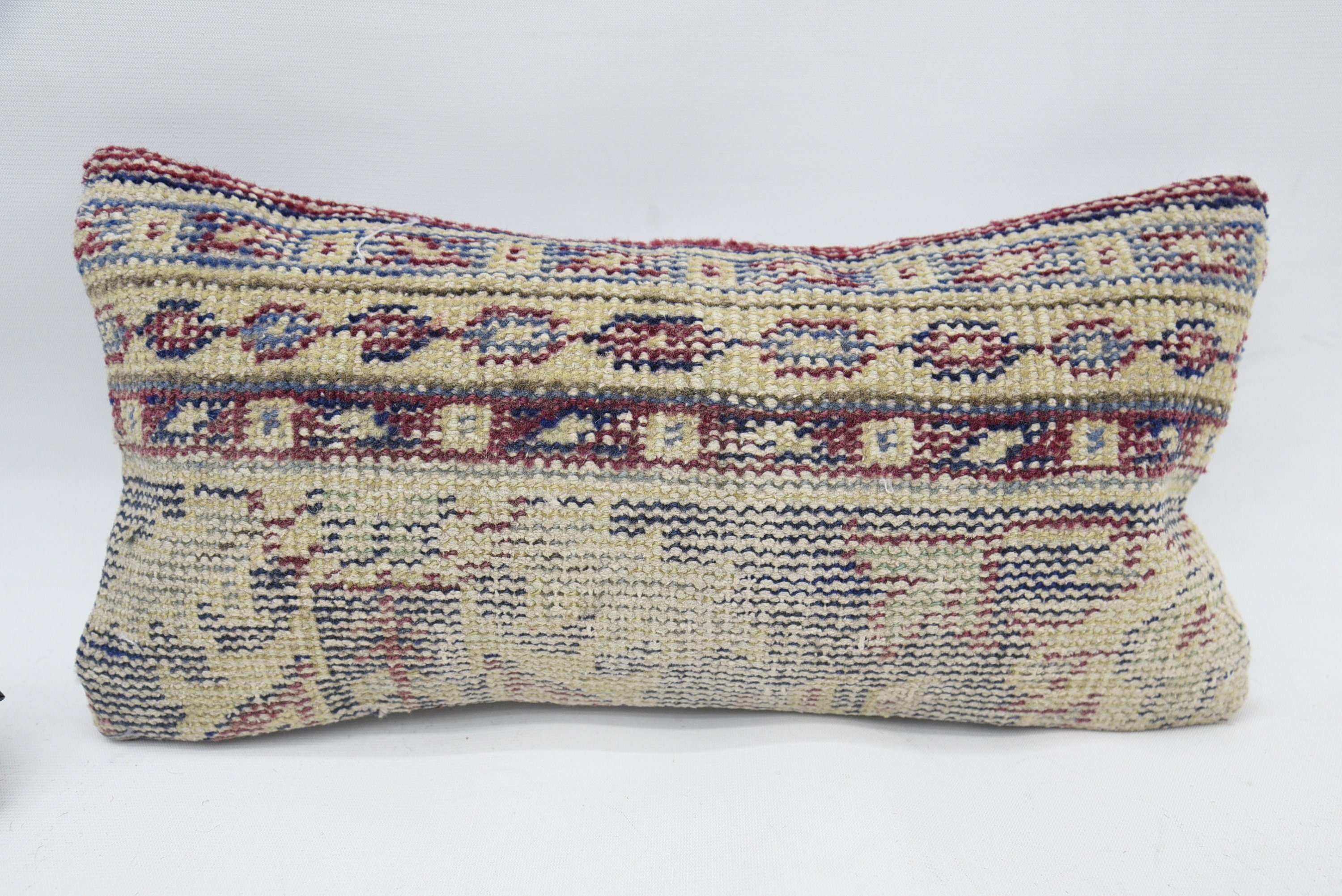 Vintage Yastık, Kilim Yastık Kılıfı, 8"x16" Mavi Yastık, Sessiz Yastık Kılıfı, Boho Yastık Sham Kılıfı, Renkli Minder Kılıfı