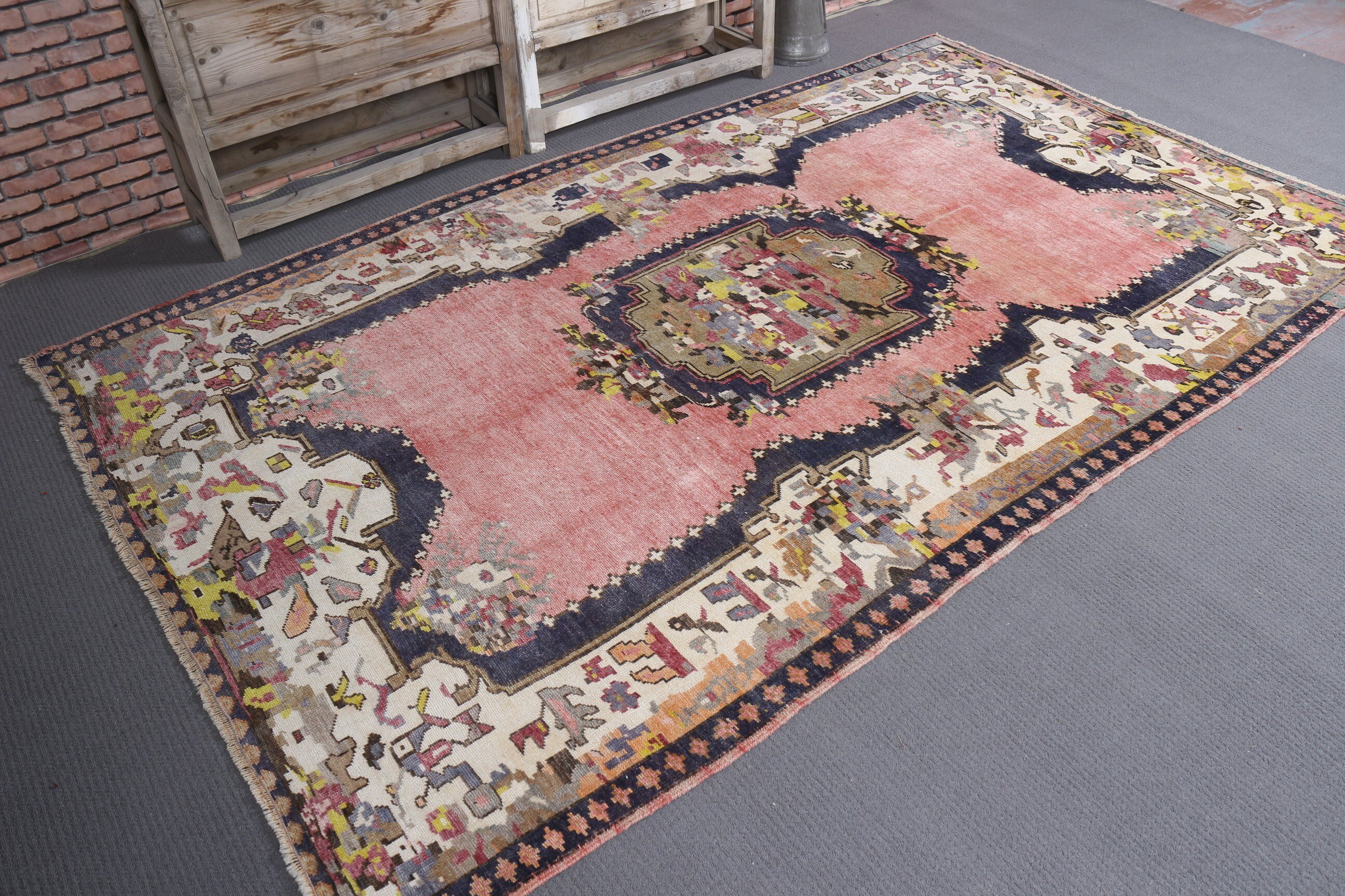 Salon Rugs, Bedroom Rug, Vintage Rug, Rugs for Living Room, Moroccan Rugs, 5.1x8.6 ft Large Rug, Old Rug, Rainbow Antique Rugs, Turkish Rug