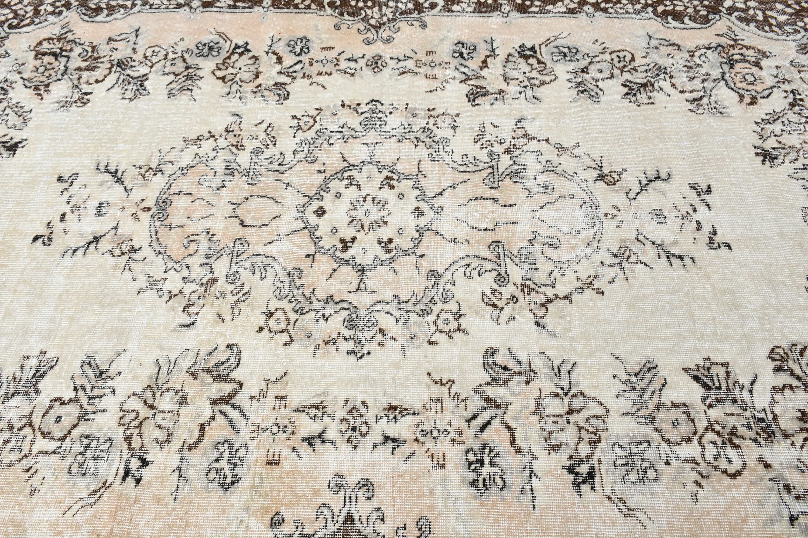 Turkish Rugs, Vintage Rug, Beige Bedroom Rug, Salon Rug, Living Room Rug, Floor Rug, Oushak Rug, Rugs for Salon, 5.4x8.7 ft Large Rug