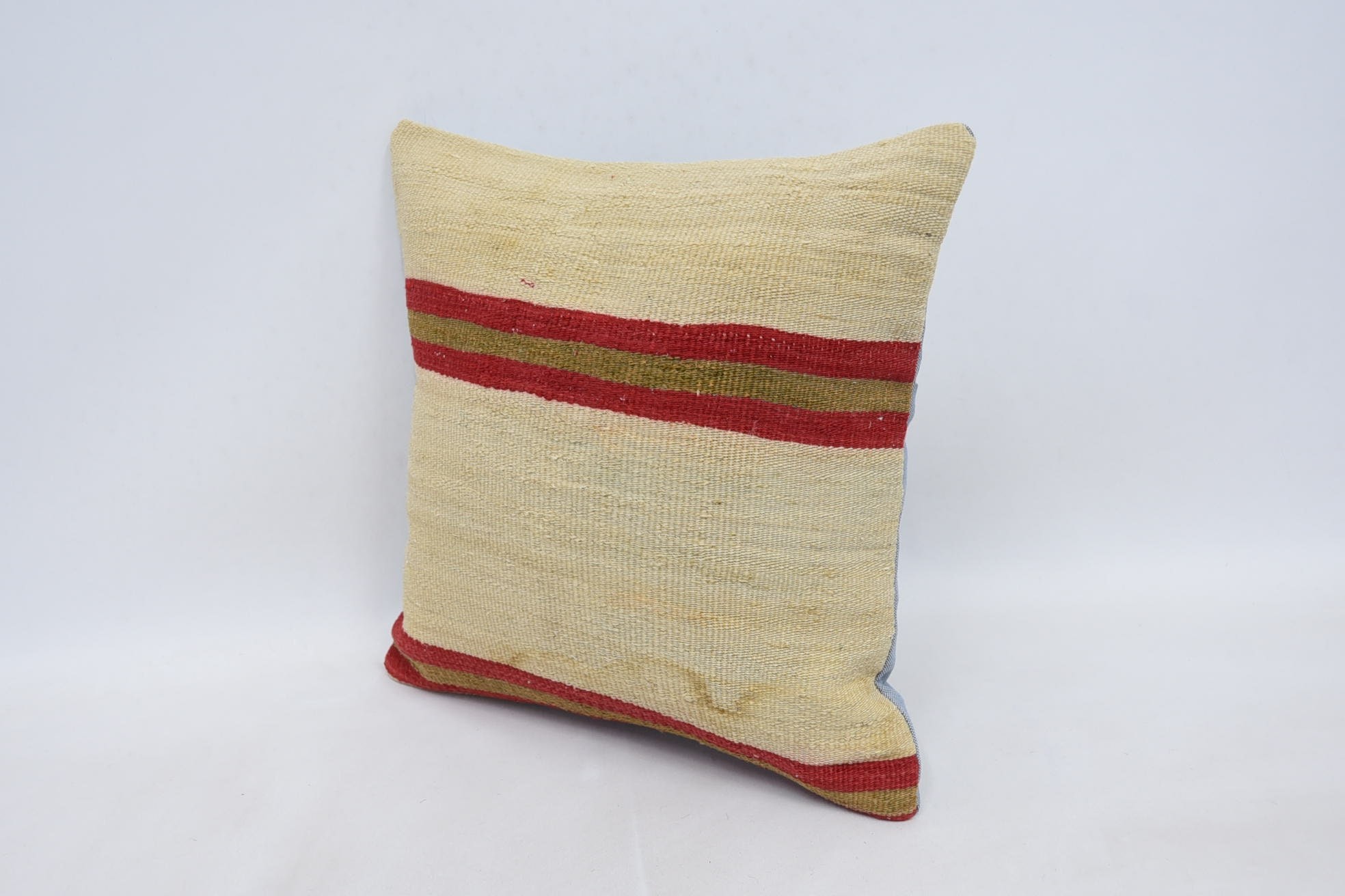 Hippie Throw Pillow Cover, Kilim Pillow, Gift Pillow, Turkish Kilim Pillow, Ethnic Pillow Cover Cushion Case, 16"x16" Beige Cushion Case
