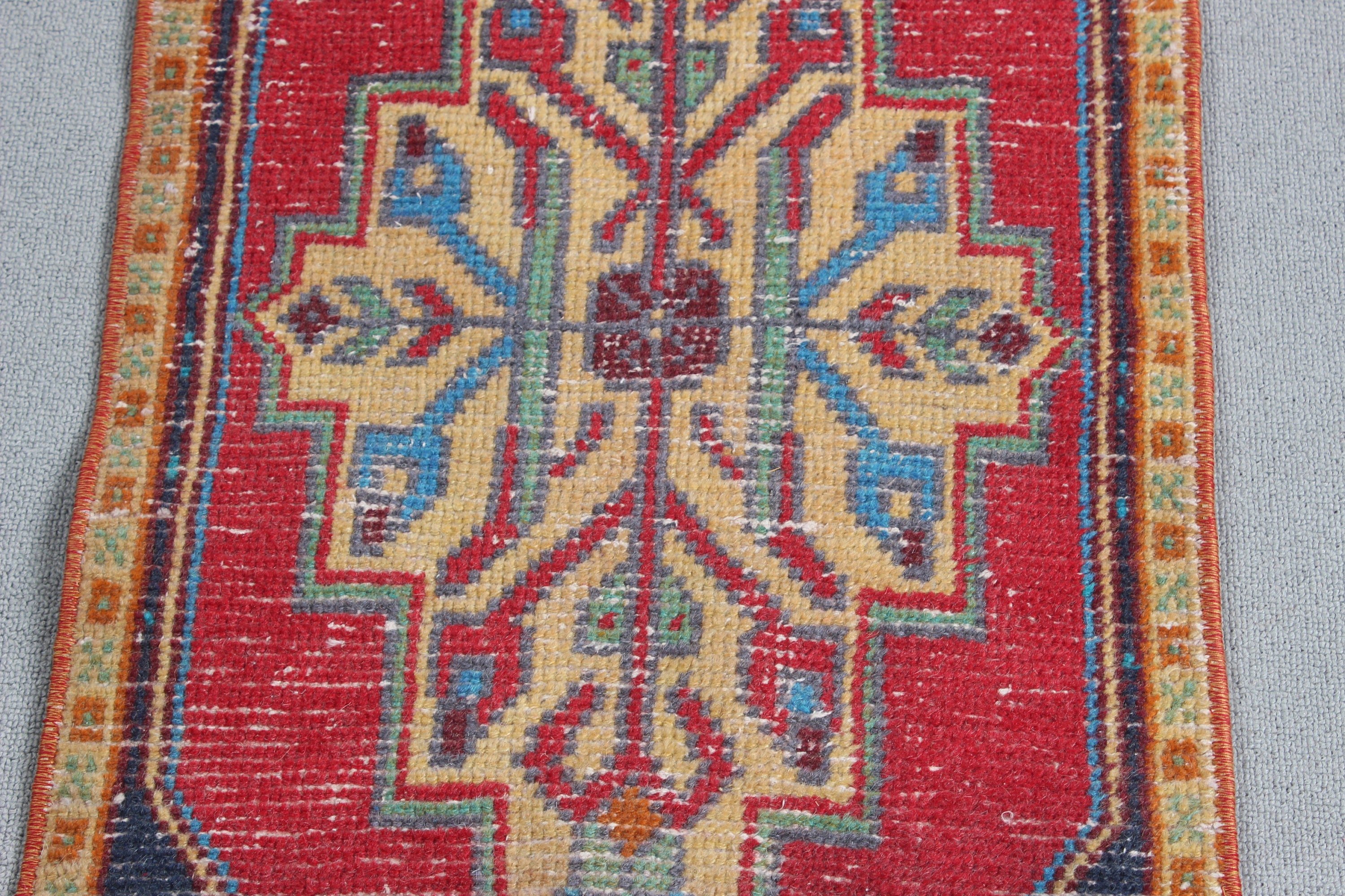 Bath Rug, Rugs for Bath, 1.5x3.3 ft Small Rug, Oushak Rug, Small Area Rug, Vintage Rug, Turkish Rugs, Handwoven Rugs, Red Modern Rugs