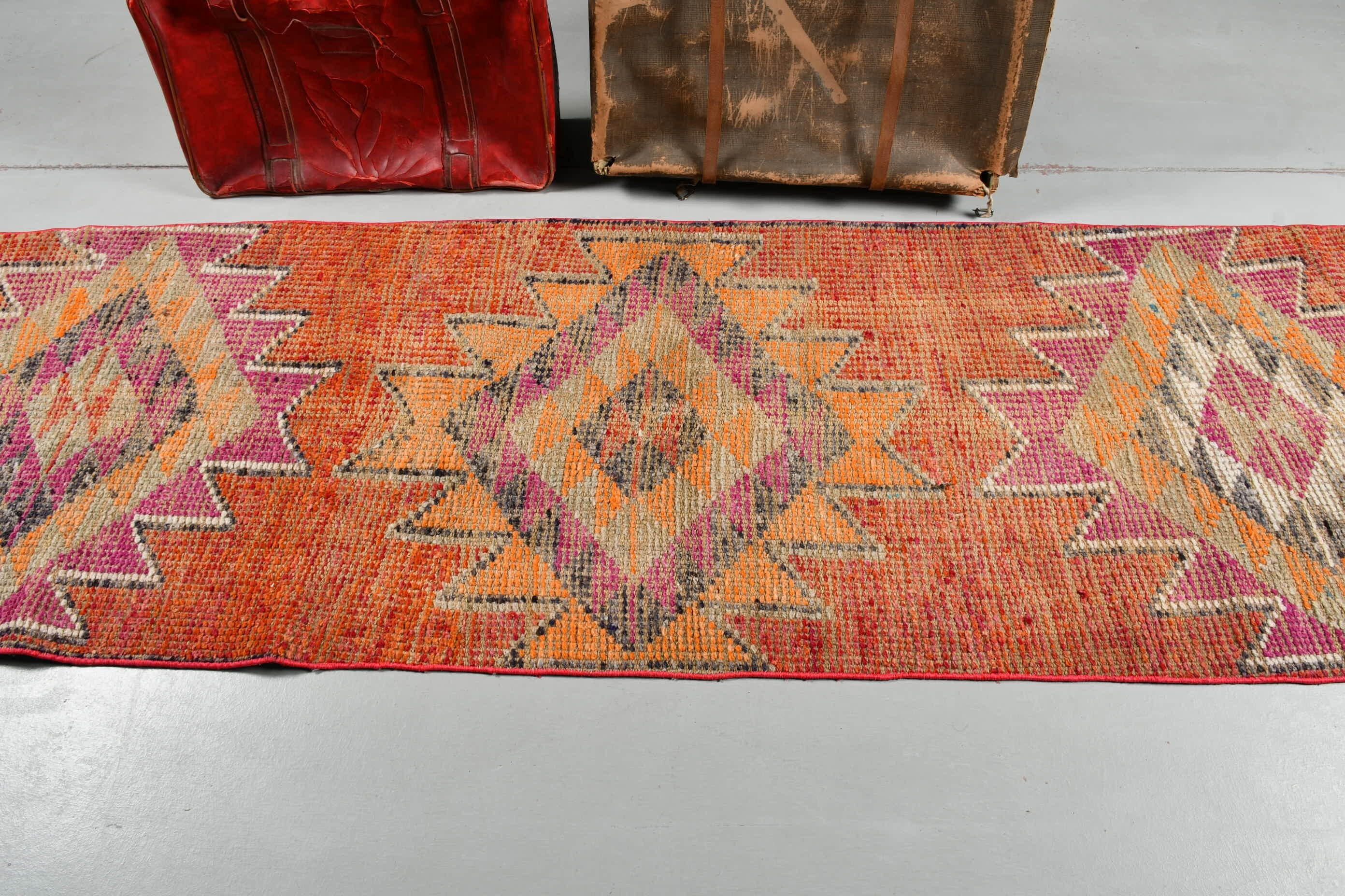 Turkish Rugs, Kitchen Rugs, Stair Rug, Rugs for Corridor, Red Antique Rugs, Bedroom Rugs, 2.6x8.7 ft Runner Rug, Vintage Rug, Tribal Rug