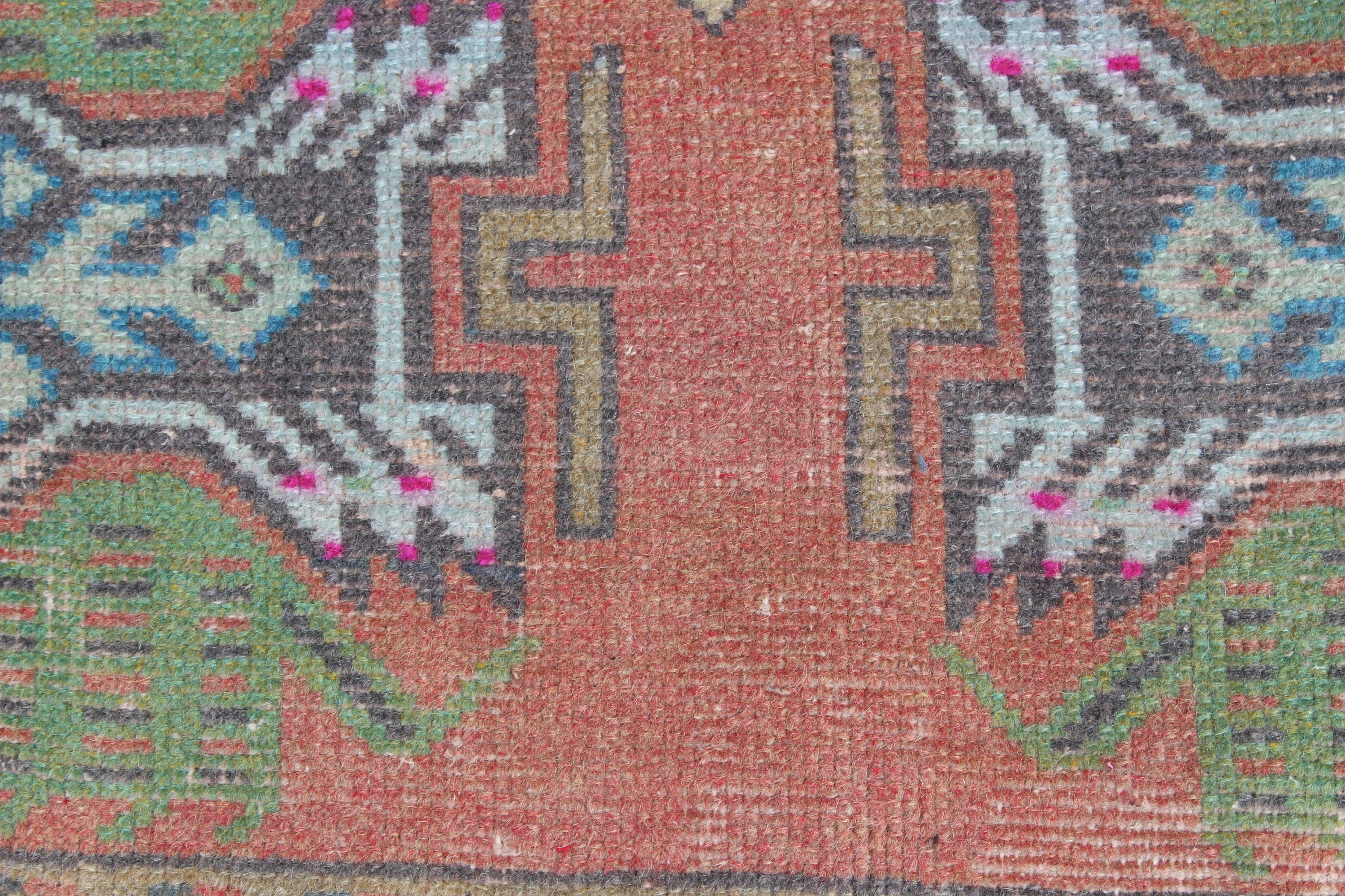 Statement Rug, 1.4x3.3 ft Small Rug, Aesthetic Rugs, Vintage Rugs, Oushak Rugs, Bath Rugs, Small Boho Rug, Orange Neutral Rugs, Turkish Rug