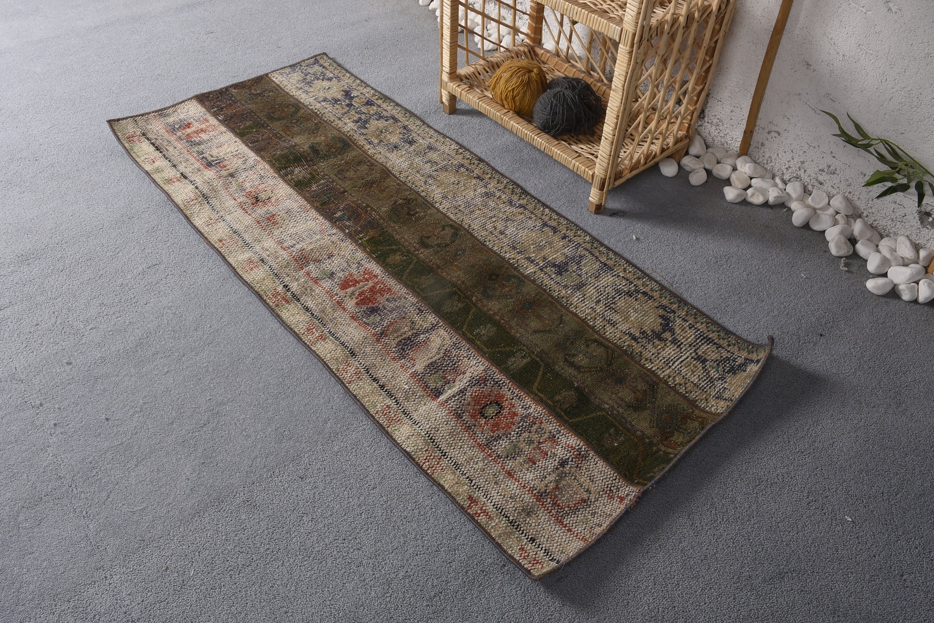 Anatolian Rug, Turkish Rug, Bedroom Rugs, Wedding Rugs, Car Mat Rug, Nursery Rug, 1.9x4.4 ft Small Rug, Green Home Decor Rugs, Vintage Rugs