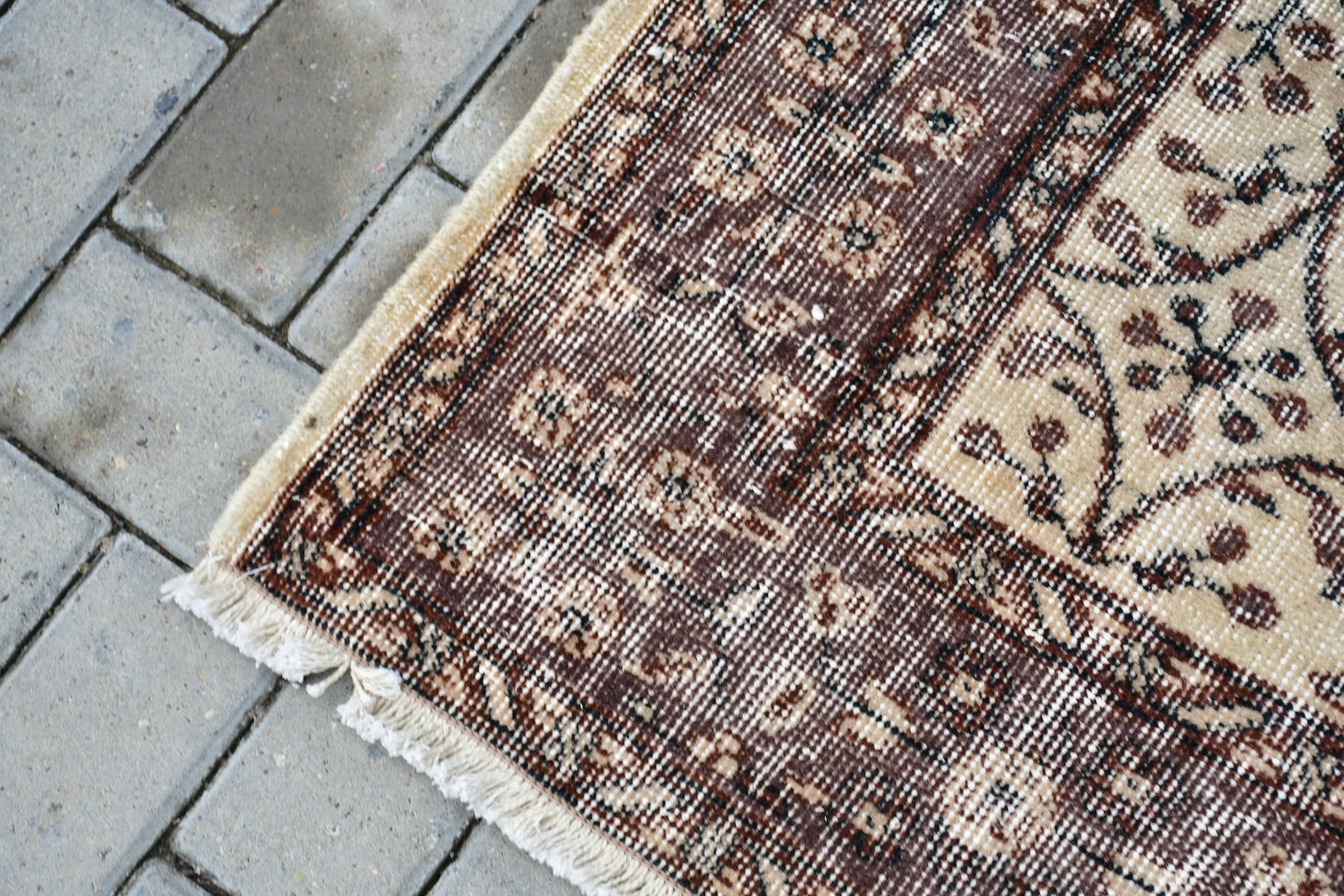 Oushak Rug, Turkish Rug, 3.8x6.7 ft Area Rugs, Kitchen Rugs, Oriental Rug, Floor Rugs, Vintage Rug, Rugs for Area, Brown Oushak Rug