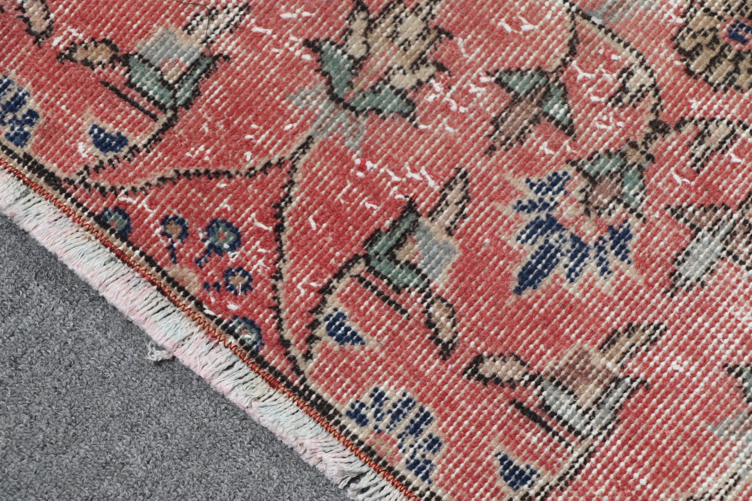 Floor Rug, Turkish Rug, Red Antique Rug, Anatolian Rugs, Eclectic Rugs, Rugs for Stair, 2.3x5.9 ft Runner Rug, Vintage Rugs, Kitchen Rug