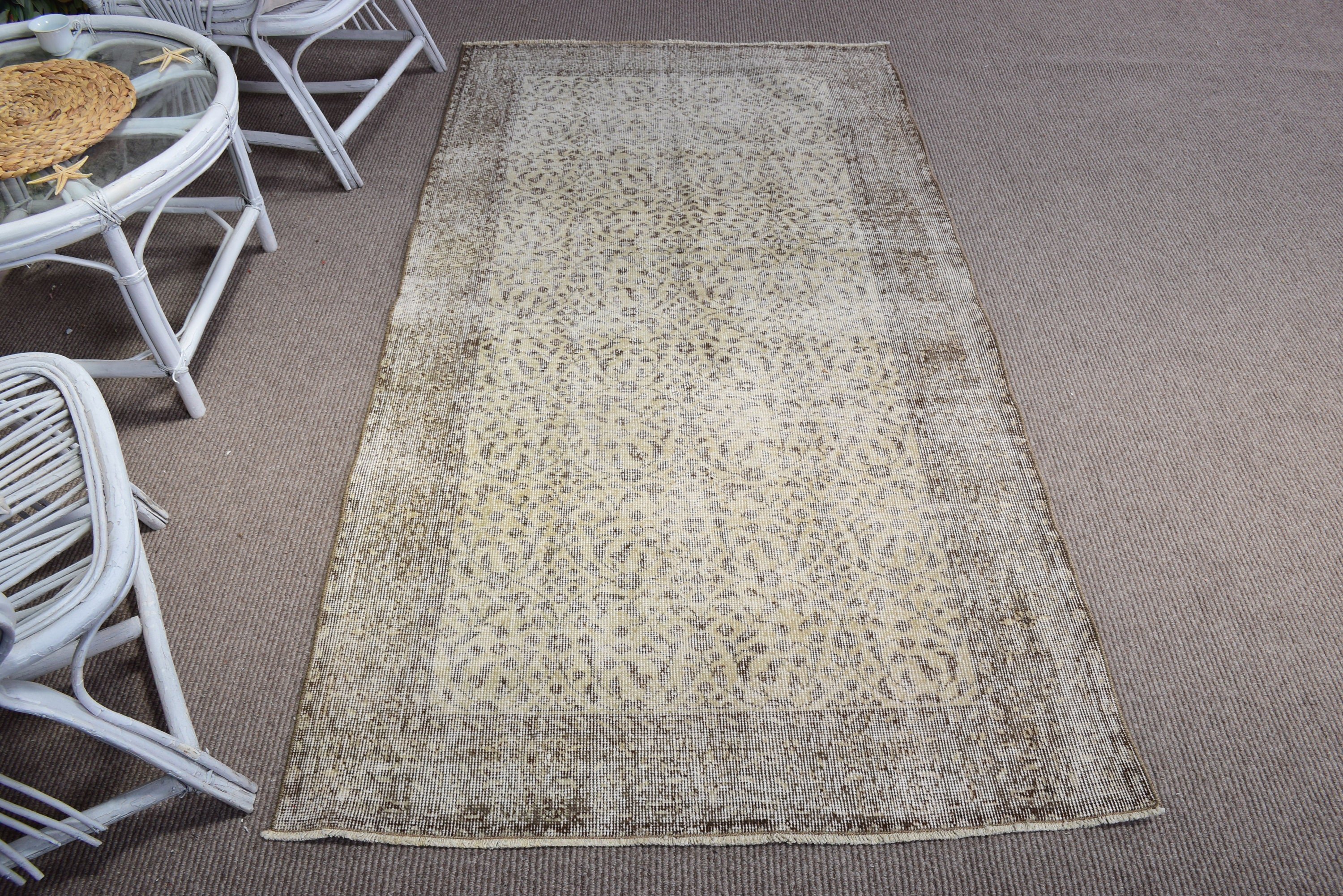 Floor Rug, Bedroom Rugs, Turkish Rug, Beige Flatweave Rug, 3.6x6.8 ft Area Rug, Vintage Rugs, Indoor Rugs, Rugs for Nursery, Cool Rug