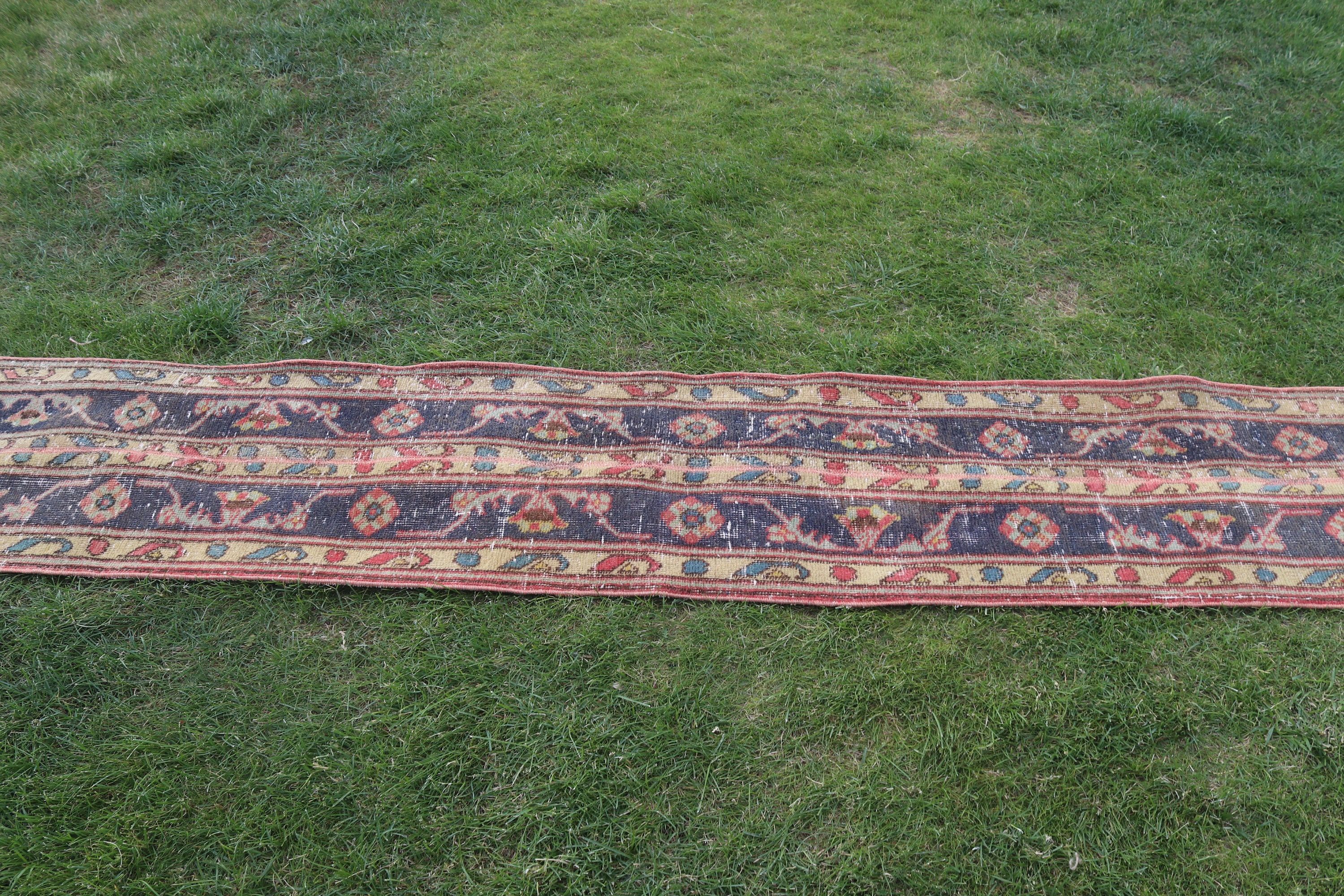 Turkish Rug, Vintage Rug, 1.6x10.7 ft Runner Rug, Luxury Rugs, Office Rug, Rugs for Vintage Runner, Kitchen Rug, Yellow Statement Rug