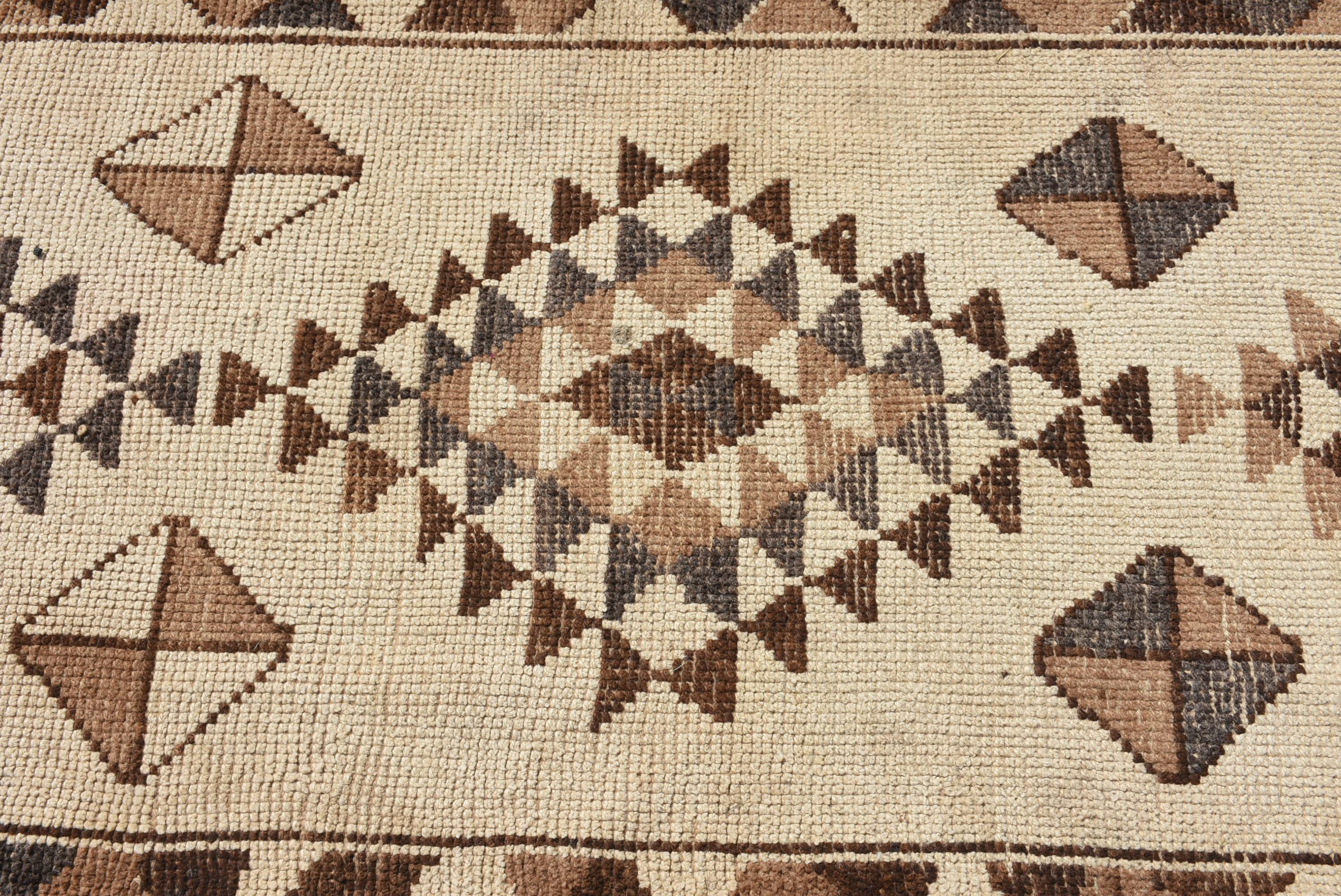 Oushak Rug, Turkish Rugs, Vintage Rug, Kitchen Rug, Hallway Rug, Beige Oushak Rug, Rugs for Stair, 3x13.7 ft Runner Rug