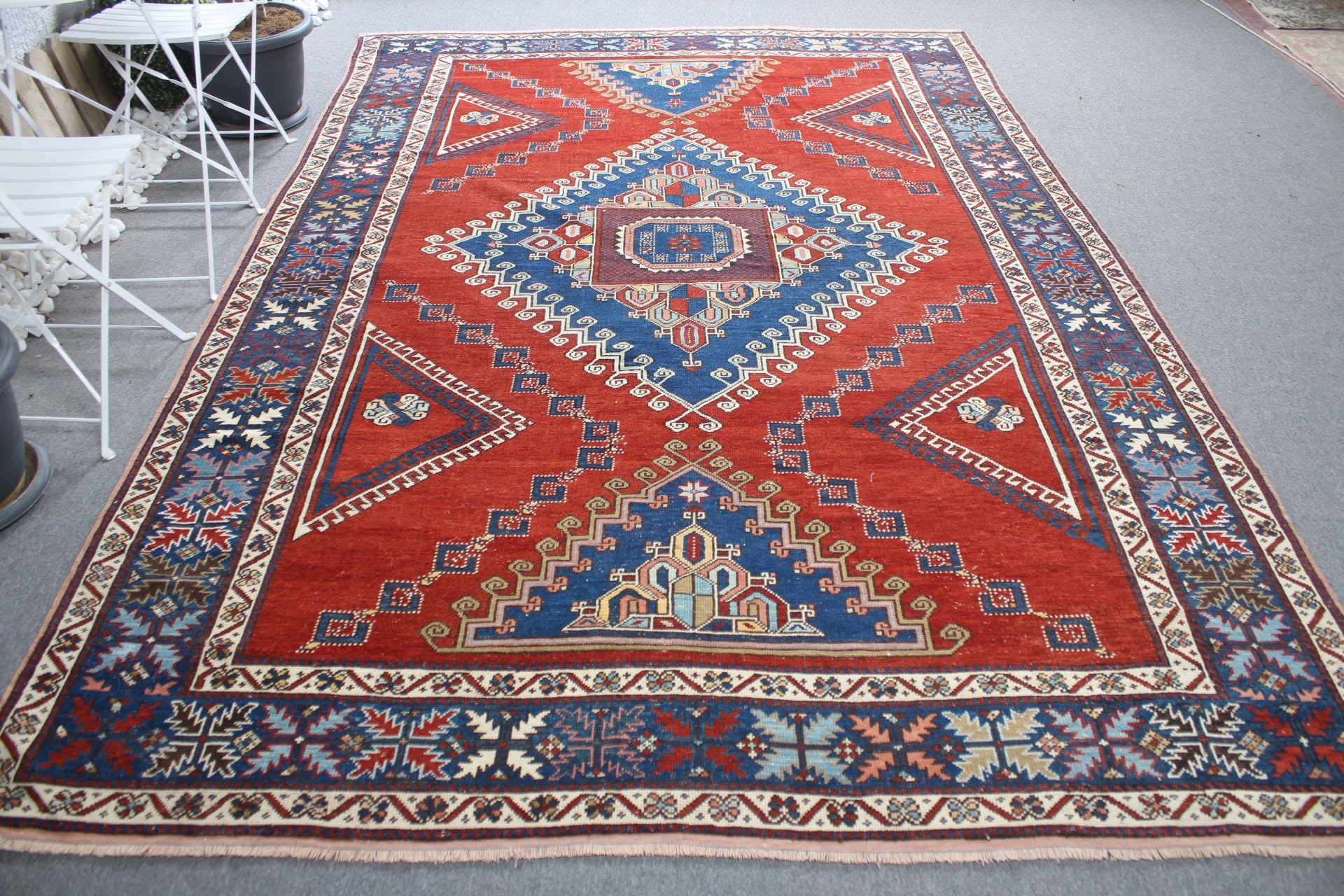 Vintage Halı, Yemek Odası Halısı, Mutfak Halıları, Salon Halıları, 7.2x10.8 ft Büyük Boy Halılar, Kırmızı Anadolu Halısı, Aztek Halıları, Türk Halıları, Yer Halısı