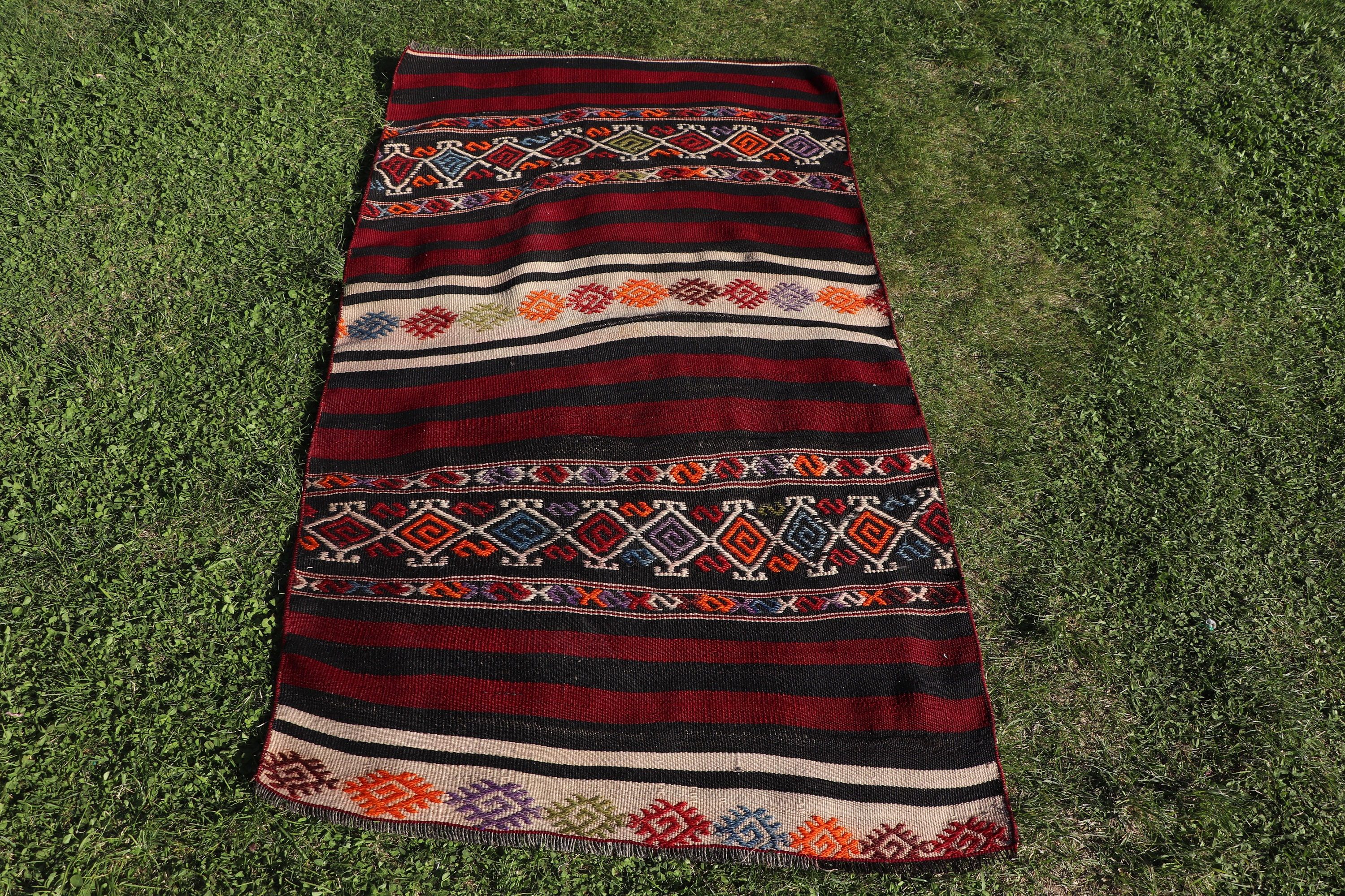 Boho Accent Halı, 2.9x5.4 ft Accent Halılar, Kırmızı Antika Halılar, Kilim, Vintage Halılar, Modern Halılar, Vintage Accent Halı, Türk Halıları, Havalı Halılar