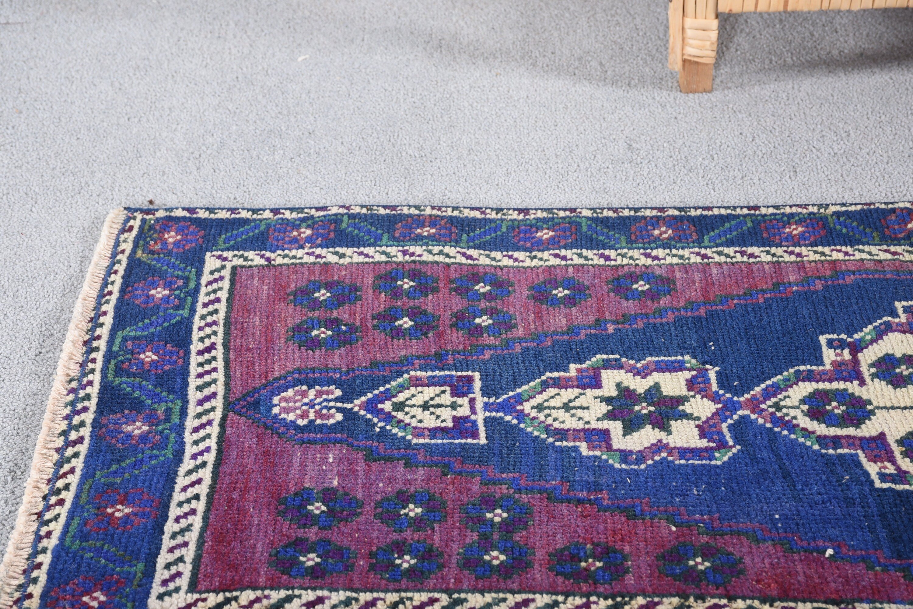 Antique Rug, Turkish Rug, Blue Bedroom Rugs, Anatolian Rug, 1.7x4.1 ft Small Rug, Vintage Rug, Entry Rug, Kitchen Rug, Rugs for Door Mat