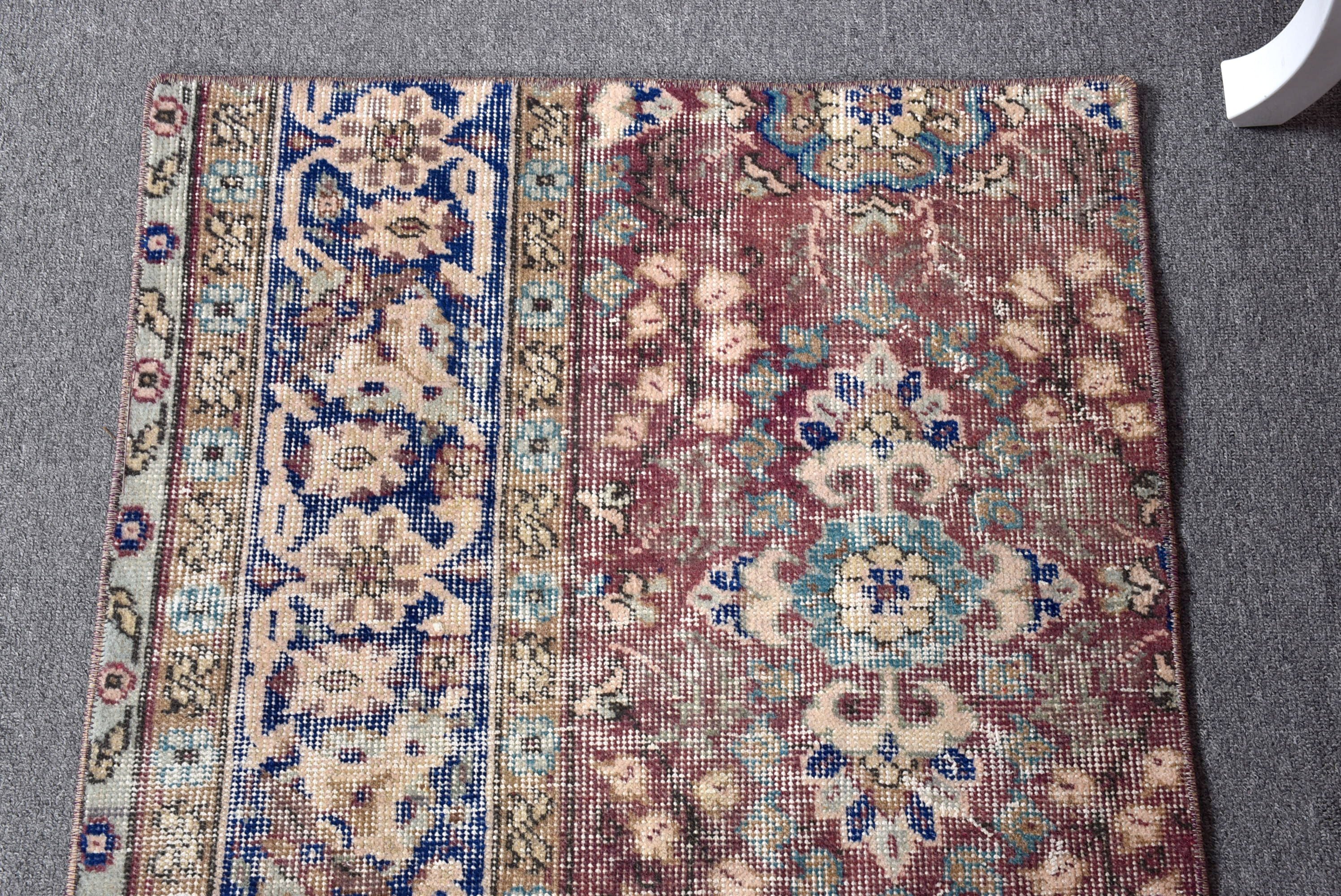 Vintage Rug, Turkish Rug, Kitchen Rugs, Oushak Rug, Flatweave Rug, Purple Oriental Rugs, Exotic Rug, 2.3x2.9 ft Small Rugs, Small Boho Rugs