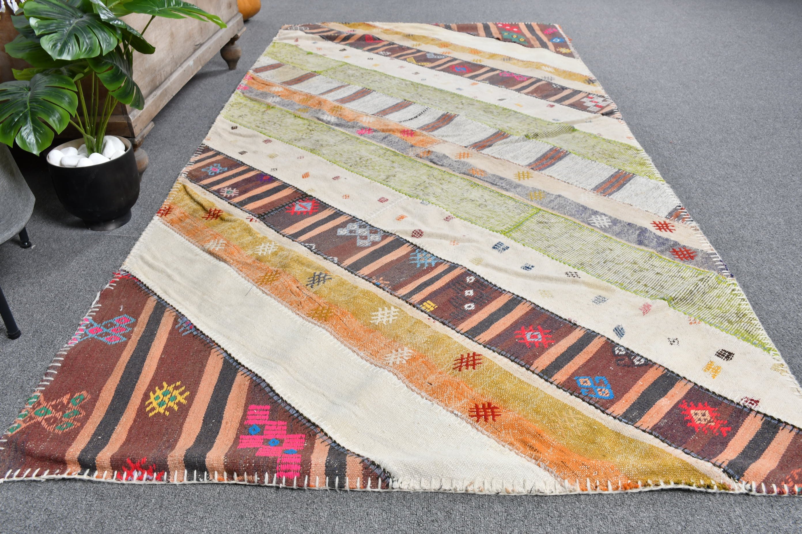 Moroccan Rug, Turkish Rugs, Dining Room Rugs, 3.9x8.2 ft Area Rug, Oriental Rugs, White Oriental Rug, Custom Rug, Vintage Rugs, Bedroom Rug