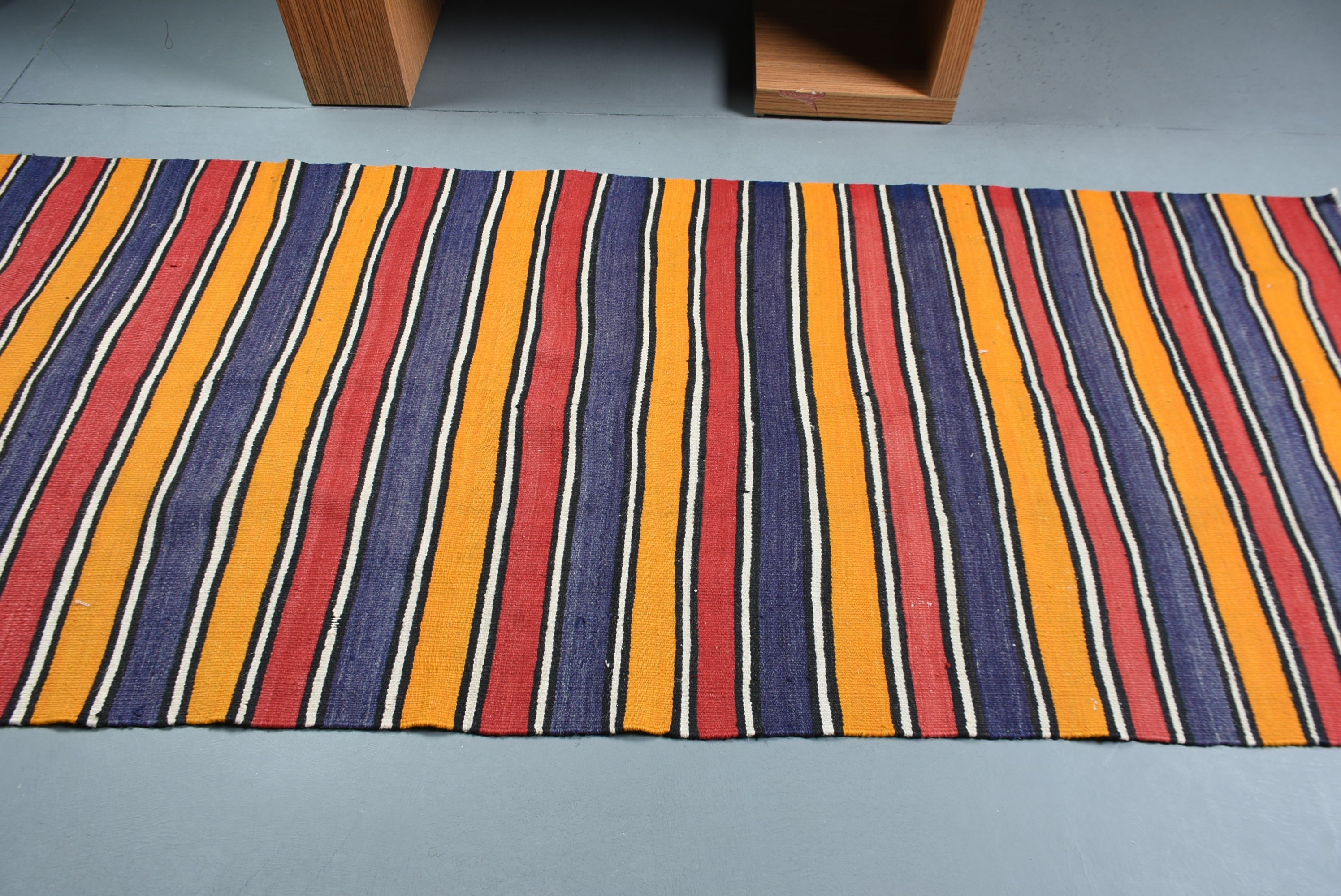 Sarı Oushak Halı, 3.6x8.6 ft Alan Halısı, Türk Halıları, Yemek Odası Halısı, Havalı Halılar, Vintage Halı, Mutfak Halısı, Retro Halı, Kilim