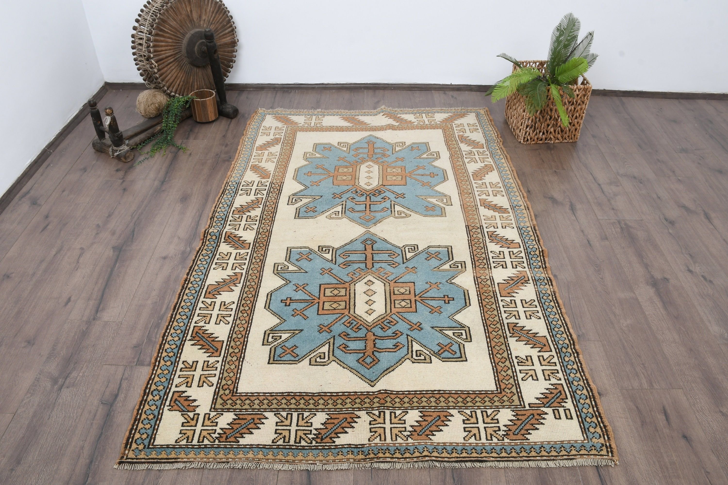 Oushak Rugs, Turkish Rug, Vintage Rugs, Indoor Rug, 4.3x6.6 ft Area Rug, Rugs for Kitchen, Brown Home Decor Rugs, Floor Rug, Antique Rugs
