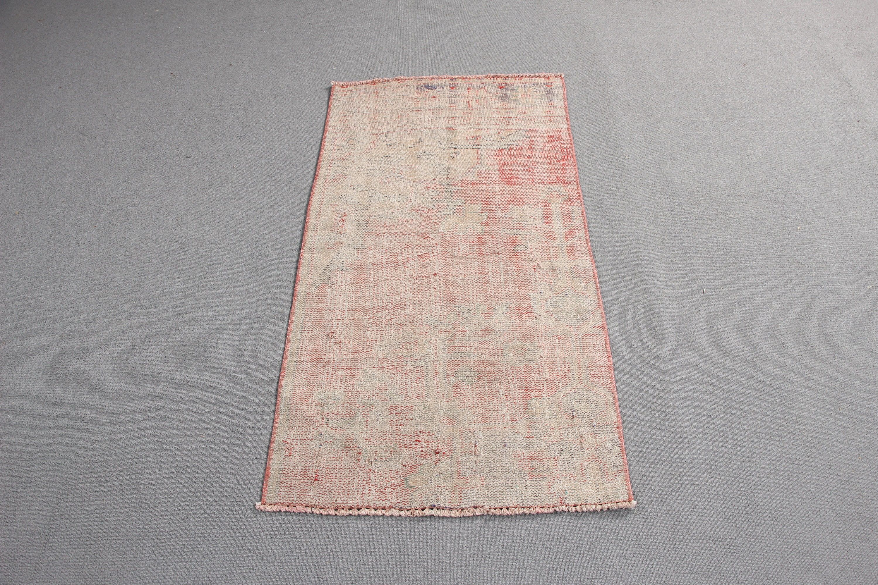 Turkish Rug, Rugs for Bathroom, Antique Rug, Vintage Rug, 2.2x4.2 ft Small Rugs, Nursery Rugs, Boho Rugs, Bedroom Rugs, Red Neutral Rugs