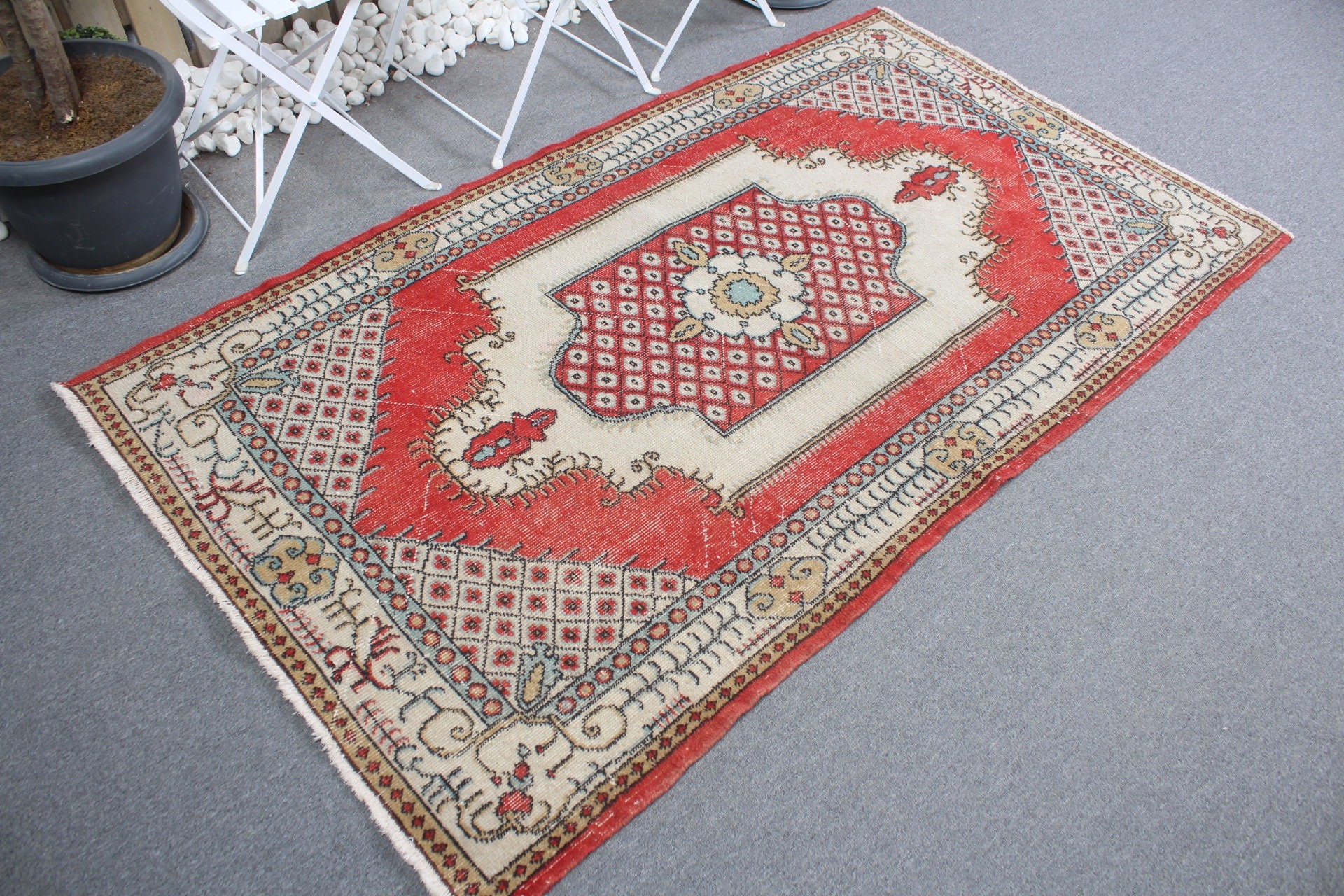 Kitchen Rugs, Bedroom Rugs, Vintage Decor Rug, Red Anatolian Rug, Turkish Rug, Rugs for Floor, Floor Rug, Vintage Rugs, 3.8x6.7 ft Area Rug