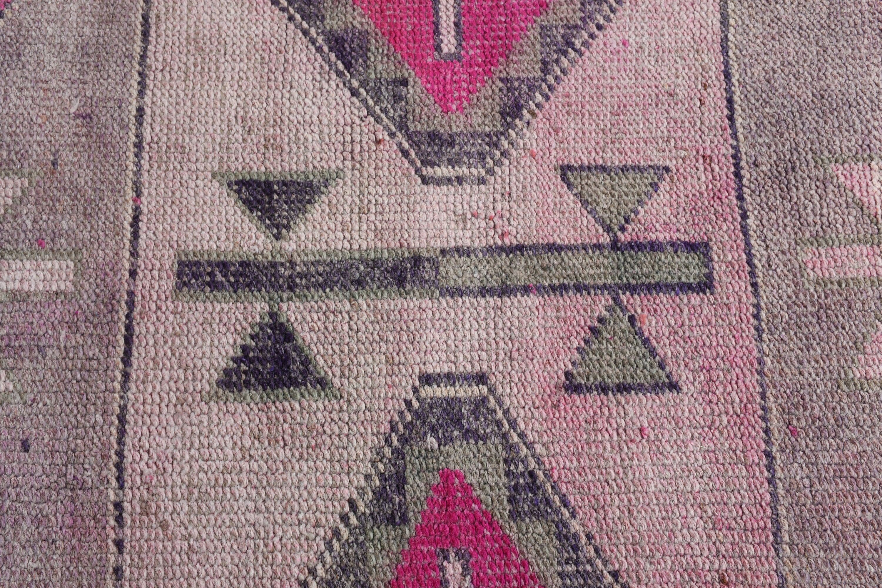 Antique Rugs, Turkish Rug, Vintage Rugs, Muted Rug, Hallway Rug, Oriental Rug, Pink Kitchen Rug, Rugs for Runner, 2.5x10.7 ft Runner Rug