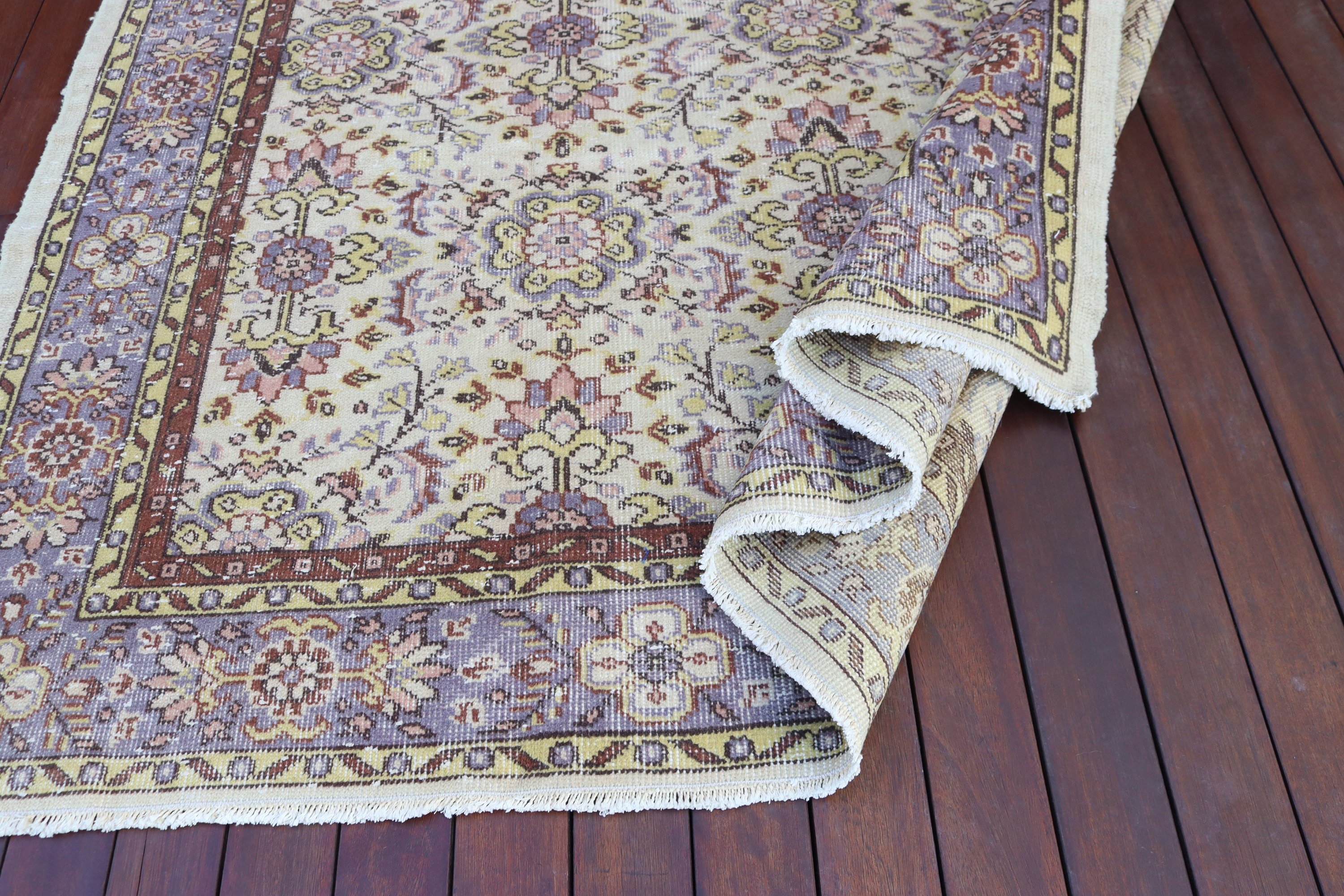 Bedroom Rug, Large Vintage Rugs, Vintage Rug, 6.2x10.1 ft Large Rug, Oushak Rug, Boho Rugs, Beige Statement Rugs, Turkish Rugs, Turkey Rugs