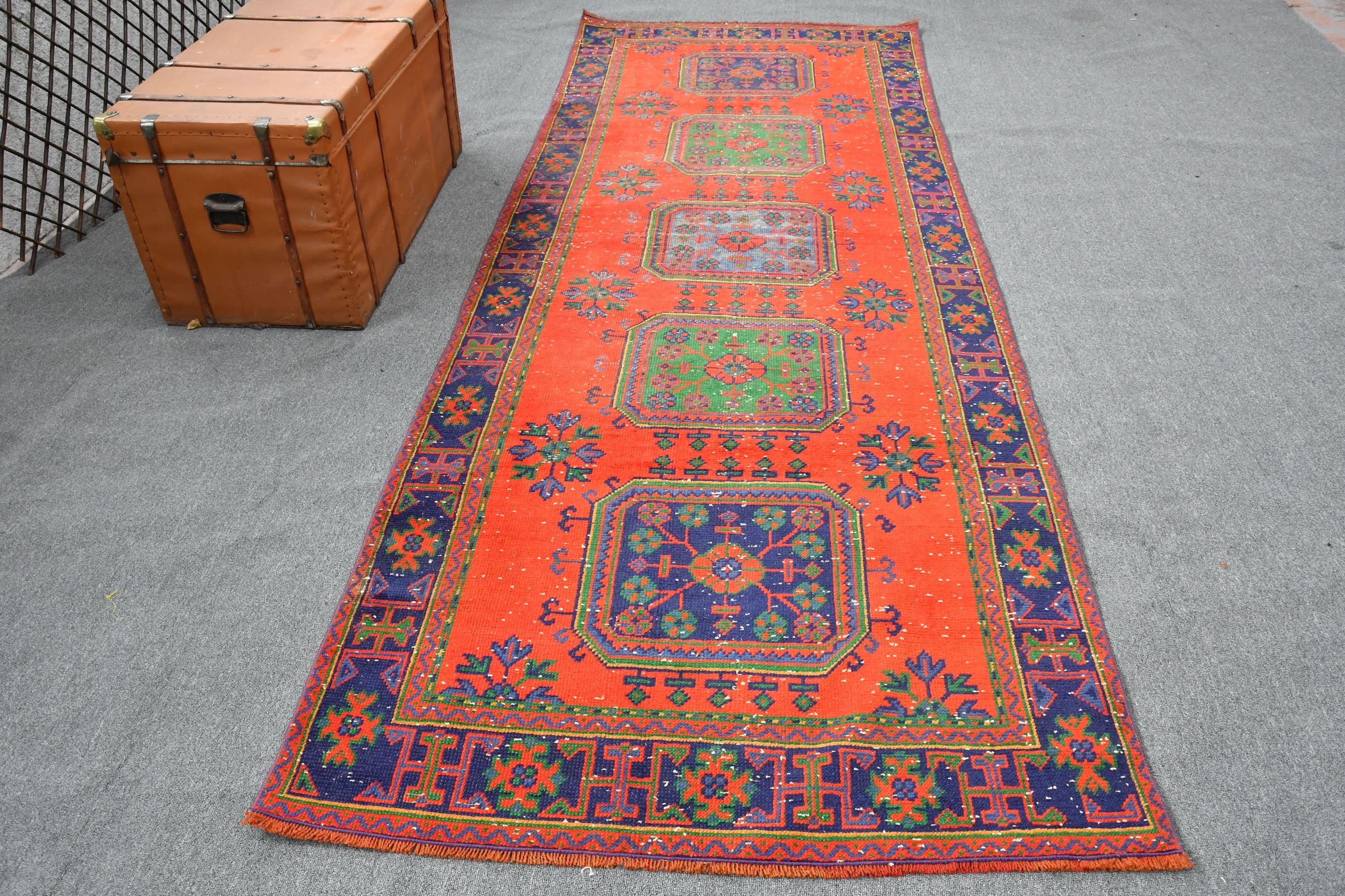 Rugs for Kitchen, Vintage Rugs, Red Cool Rug, 4.1x11.1 ft Runner Rug, Anatolian Rugs, Floor Rug, Kitchen Rug, Turkish Rugs, Stair Rugs