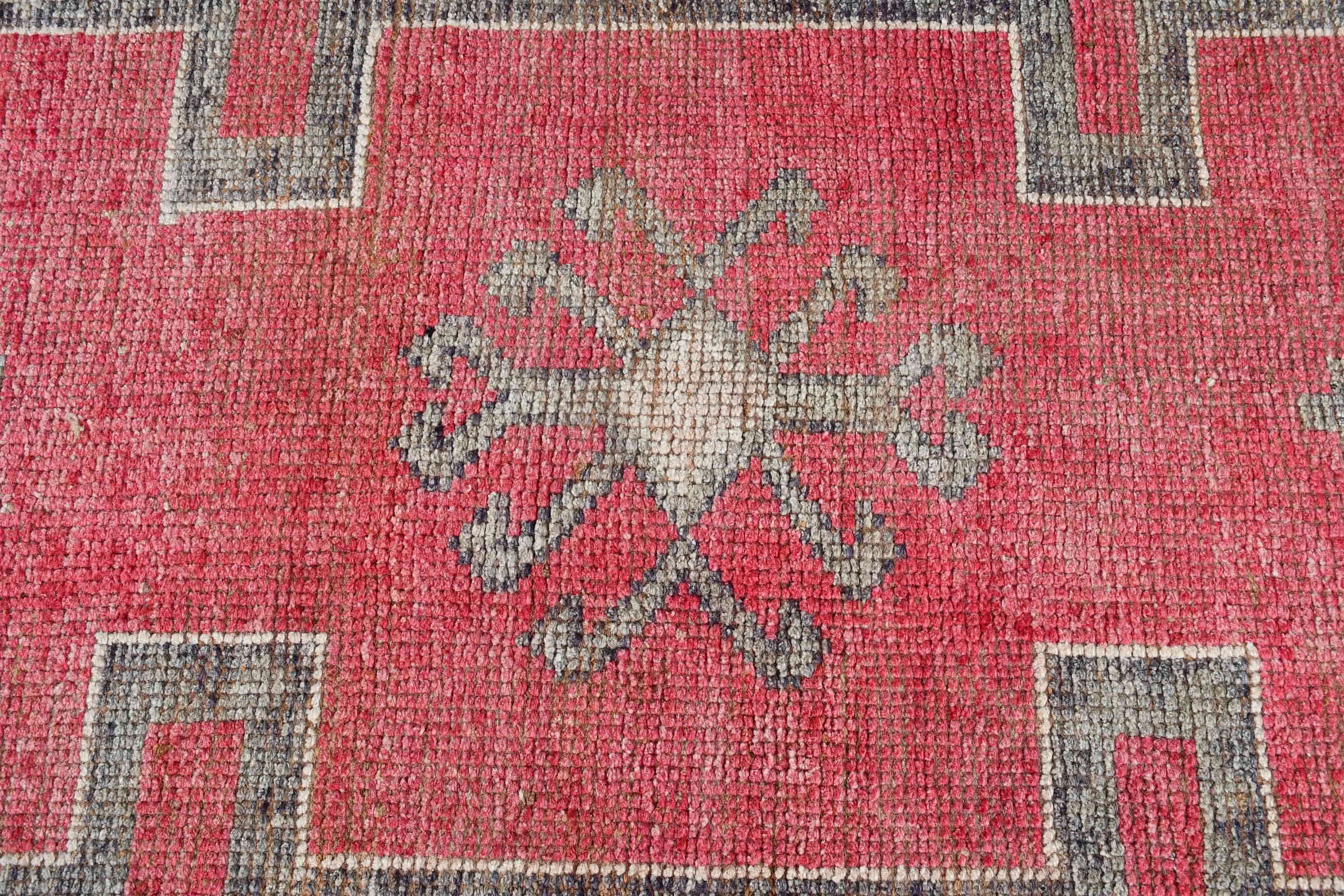 Floor Rugs, Boho Rug, Turkish Rug, Rugs for Corridor, Vintage Rug, 2.9x10 ft Runner Rug, Corridor Rugs, Pink Oushak Rugs, Moroccan Rugs