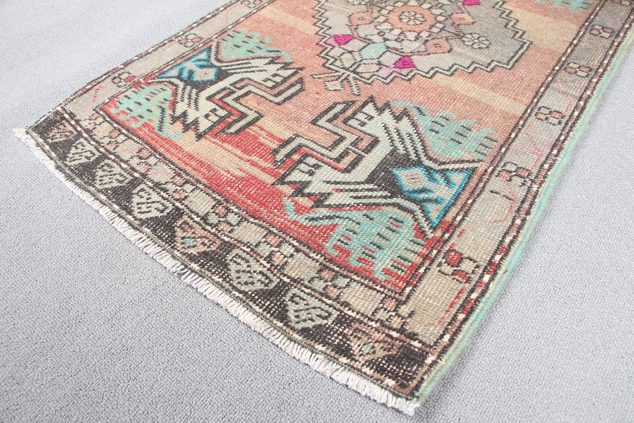 Rugs for Door Mat, 1.8x3.2 ft Small Rug, Kitchen Rug, Pastel Rug, Green Home Decor Rug, Vintage Rug, Turkish Rug, Wool Rug, Door Mat Rug