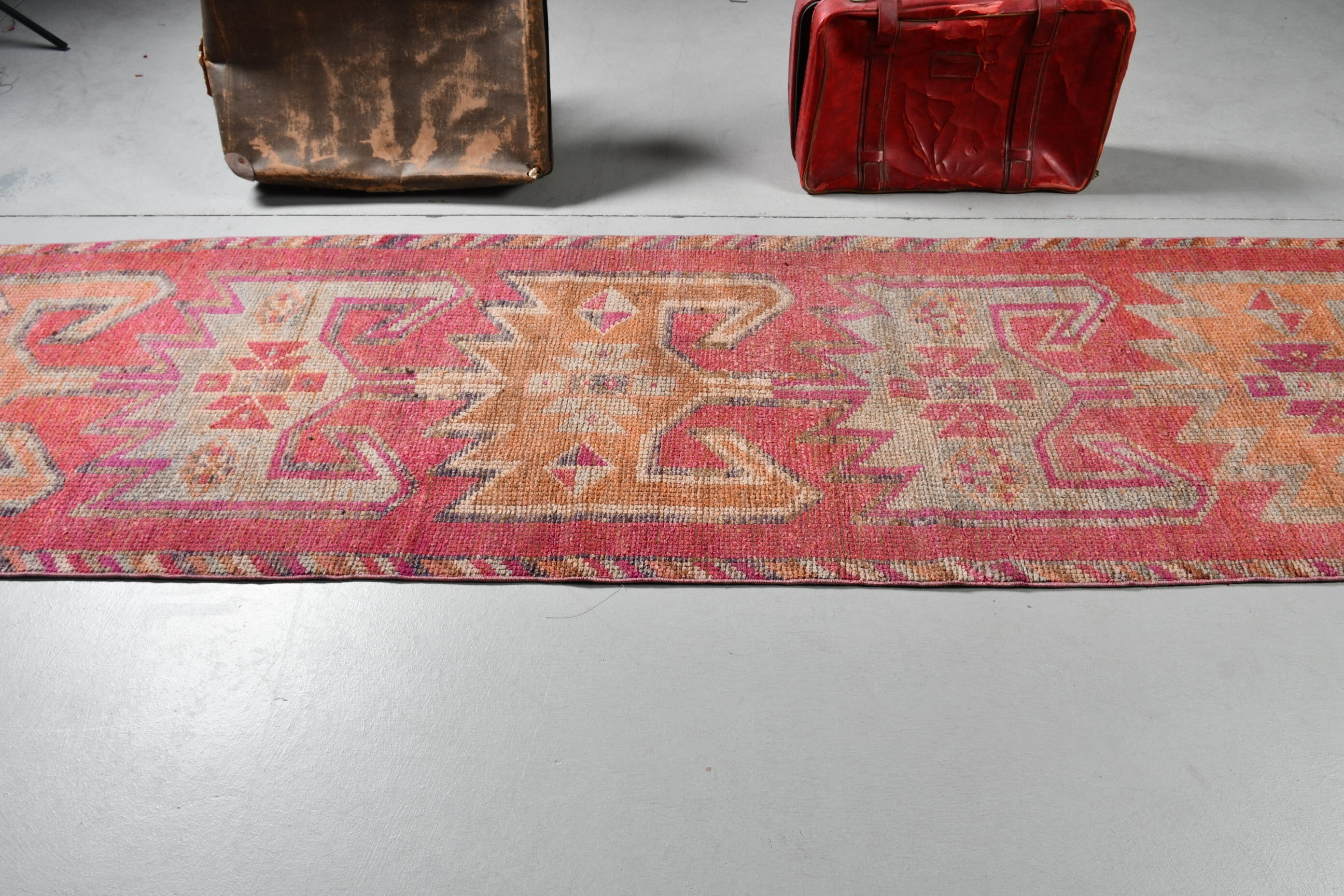 Oriental Rugs, Pink Kitchen Rugs, Turkish Rugs, 2.8x11.4 ft Runner Rug, Floor Rug, Rugs for Kitchen, Stair Rugs, Vintage Rug, Anatolian Rug