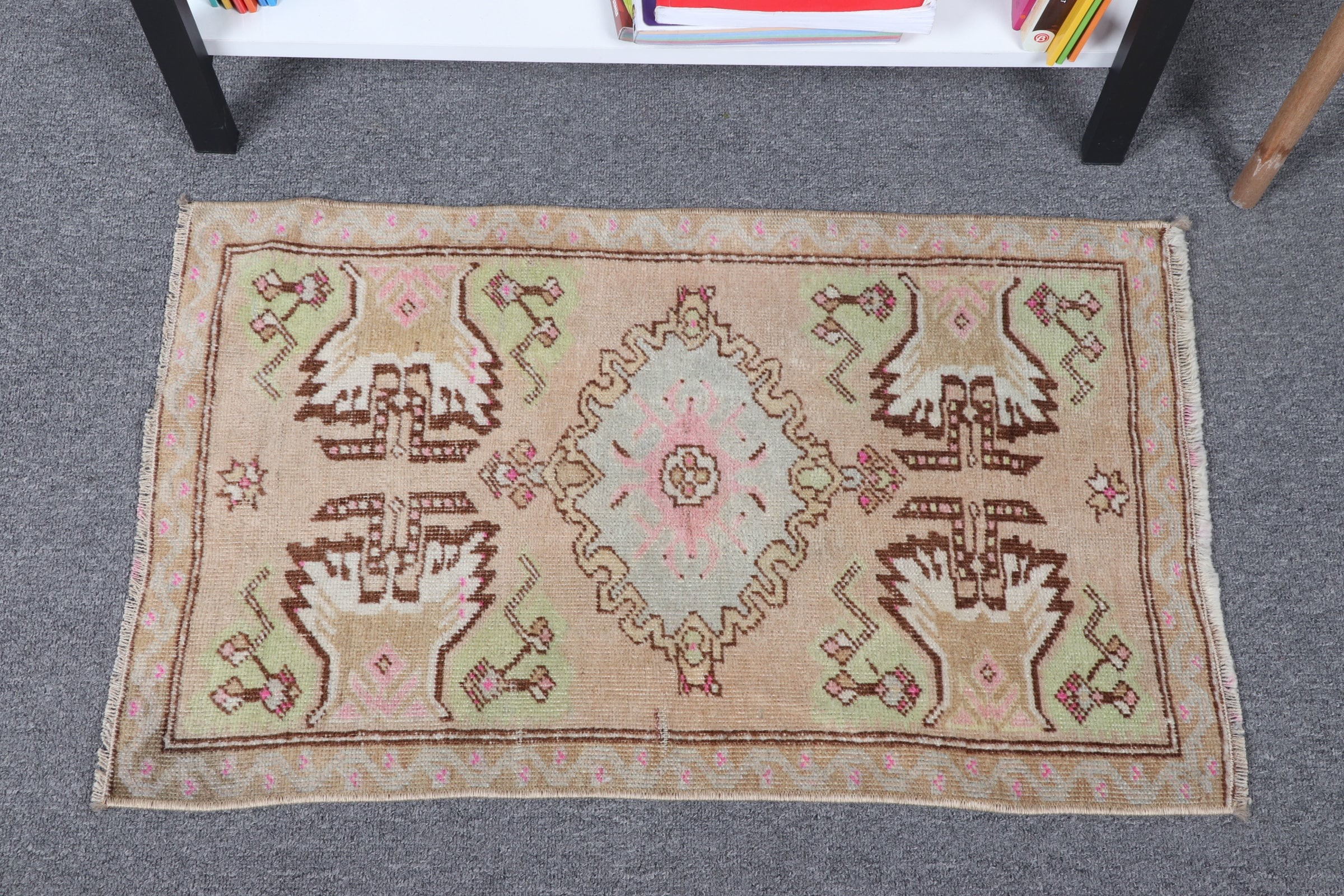 Door Mat Rug, Car Mat Rug, Vintage Rugs, Turkish Rugs, Brown Moroccan Rug, Rugs for Entry, Floor Rug, Moroccan Rugs, 1.5x2.4 ft Small Rug