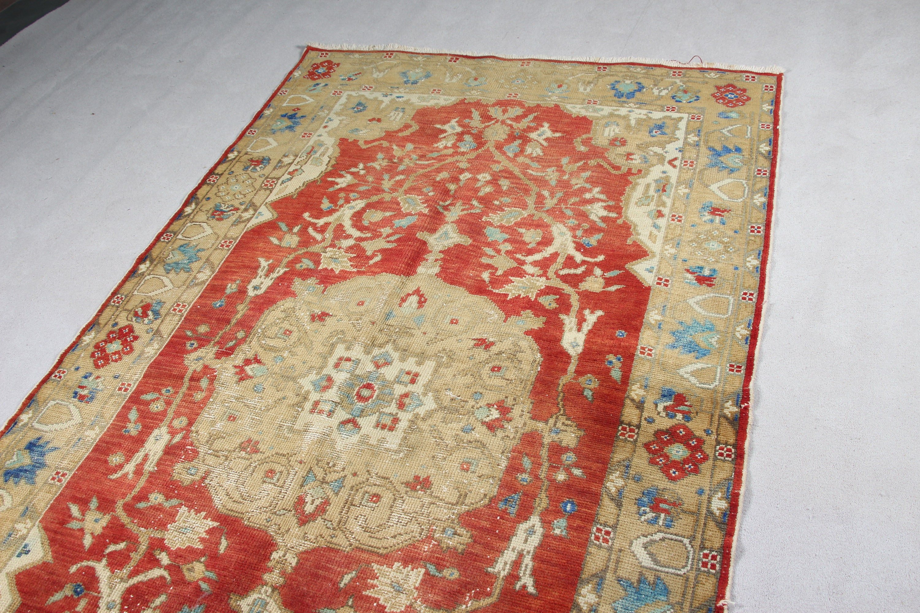 Dining Room Rug, Rugs for Bedroom, Turkish Rugs, Cool Rug, Vintage Rugs, Indoor Rugs, 4.7x8.5 ft Area Rug, Red Antique Rug, Oushak Rugs