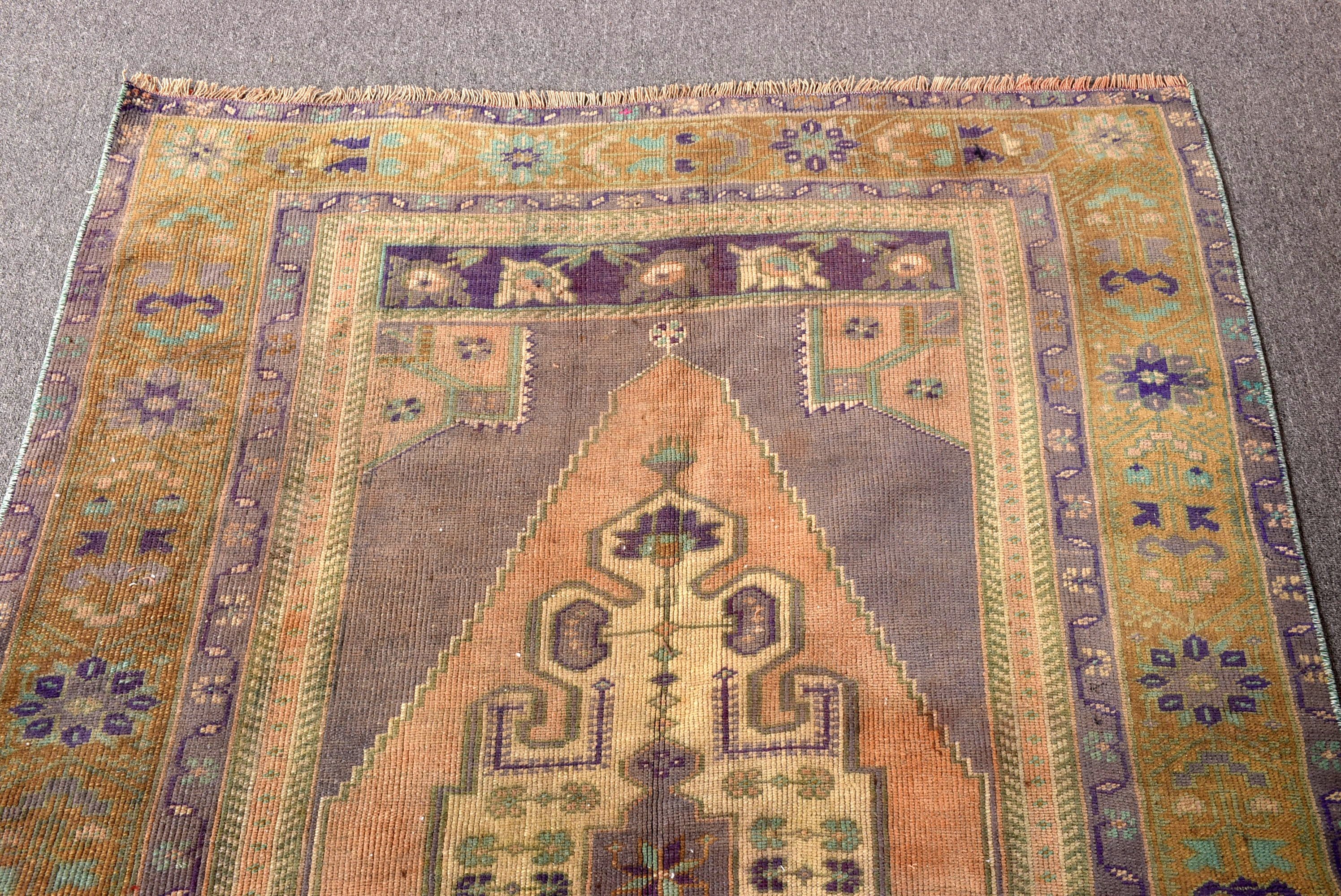 Oushak Bölge Halıları, Vintage Halı, 4,1x8 ft Alan Halısı, Boho Bölge Halıları, Türk Halıları, El Dokuma Halılar, Modern Halılar, Bildiri Halısı, Yeşil Boho Halı