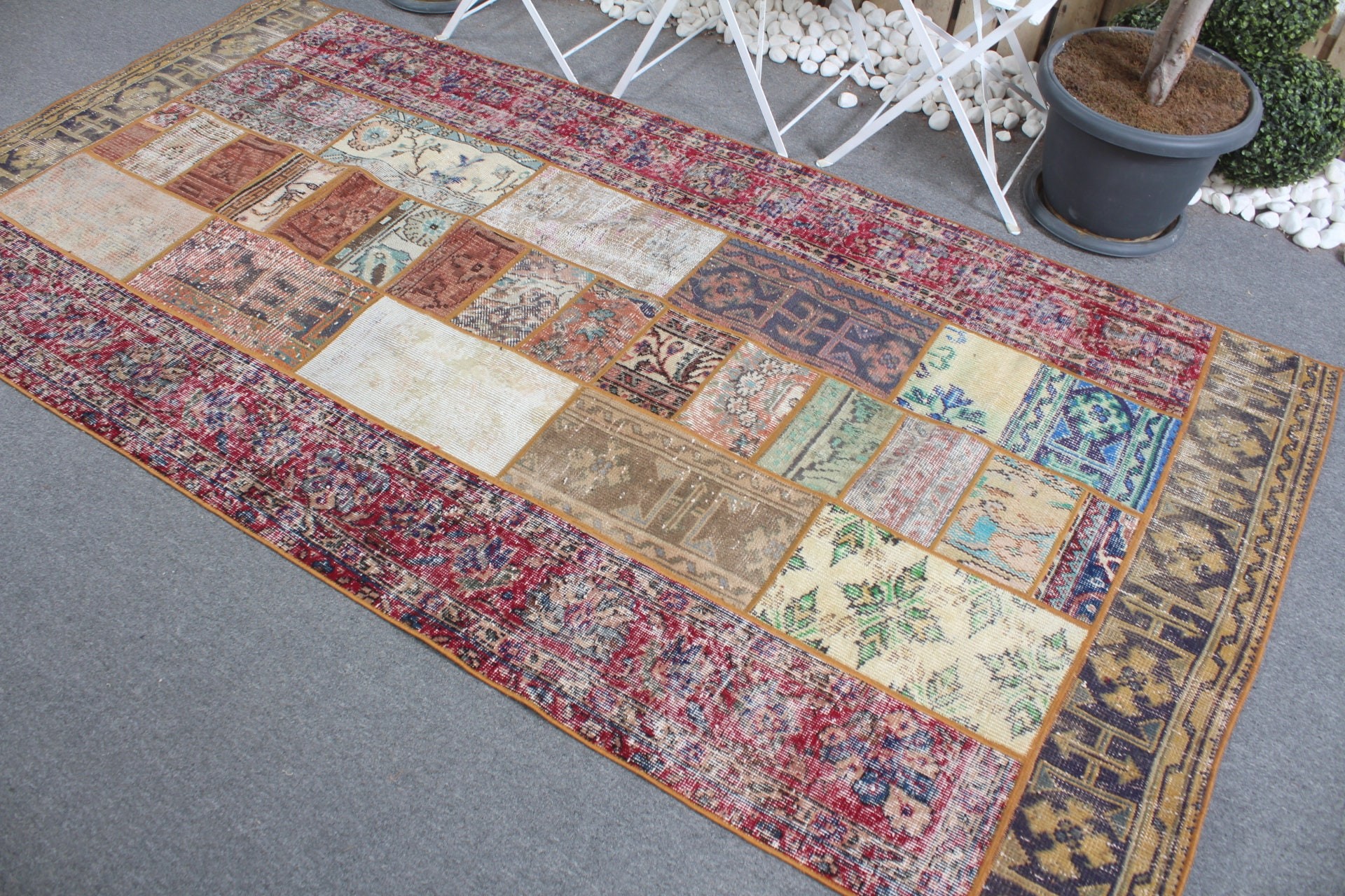 4.2x8.6 ft Area Rug, Vintage Rugs, Cute Rug, Living Room Rugs, Oushak Rug, Floor Rug, Turkish Rug, Home Decor Rug, Rainbow Oriental Rug