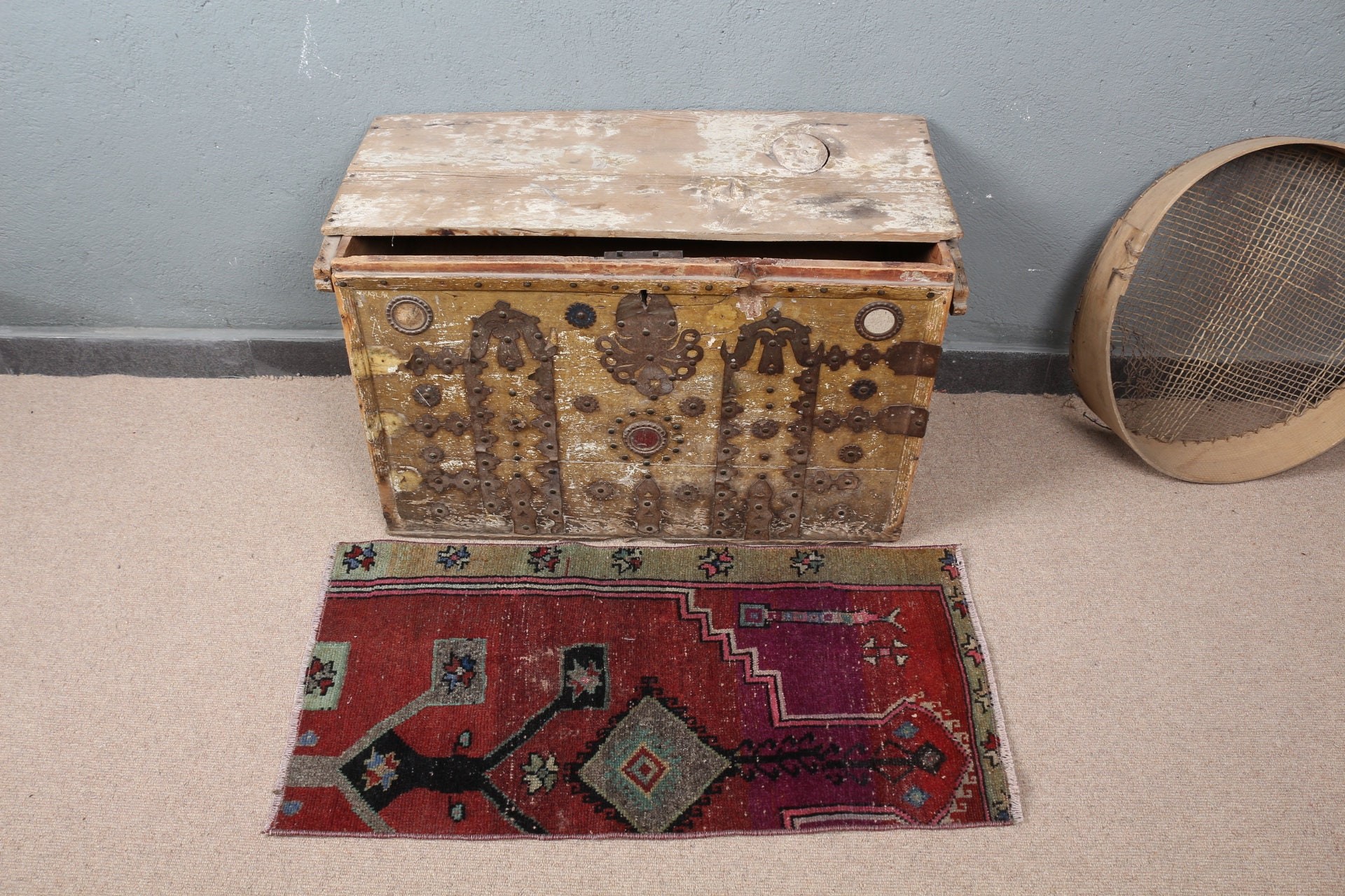 Fas Halıları, Türk Halıları, Ev Dekorasyonu Halısı, Banyo Halısı, Vintage Halı, Mor 1.6x3.1 ft Küçük Halılar, Duvara Asılı Halılar