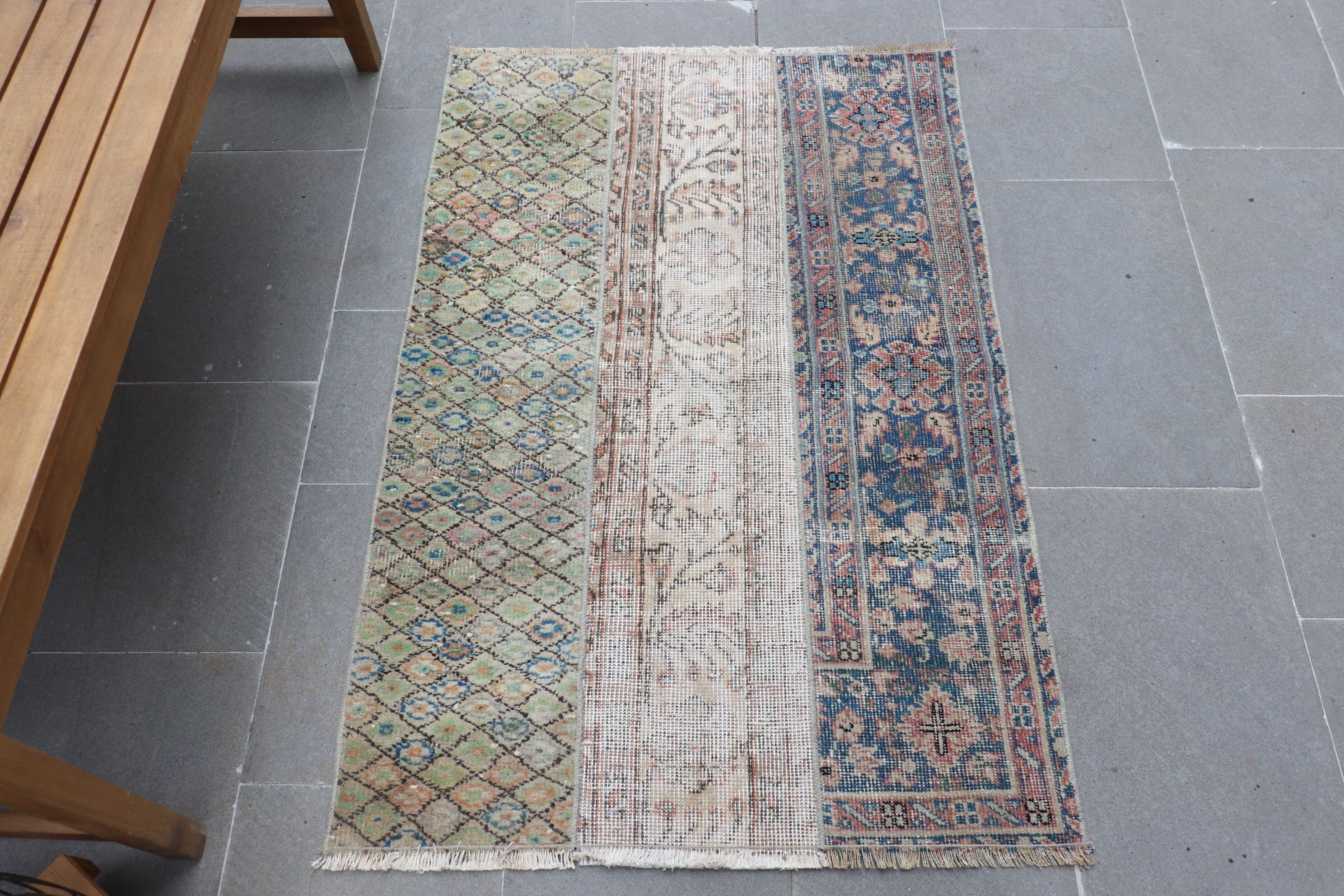 Duvara Asılı Halılar, Vintage Halı, Türk Halıları, Antika Halılar, Oushak Halı, Mavi 2.7x4 ft Küçük Halı, Banyo Halısı, Mutfak Halıları