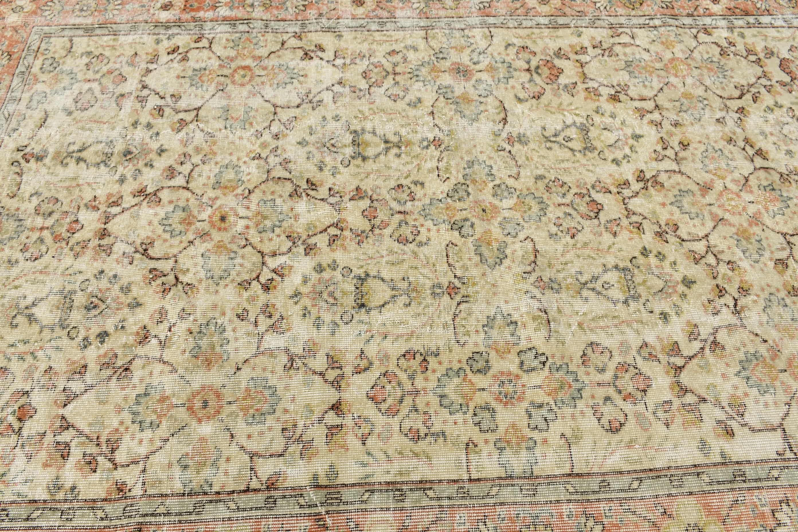 Vintage Halılar, Oushak Halı, Oryantal Halılar, Bej Soğuk Halı, Oturma Odası Halısı, Yatak Odası Halıları, Yatak Odası Halısı, Türk Halısı, 5,7x9,1 ft Büyük Halı