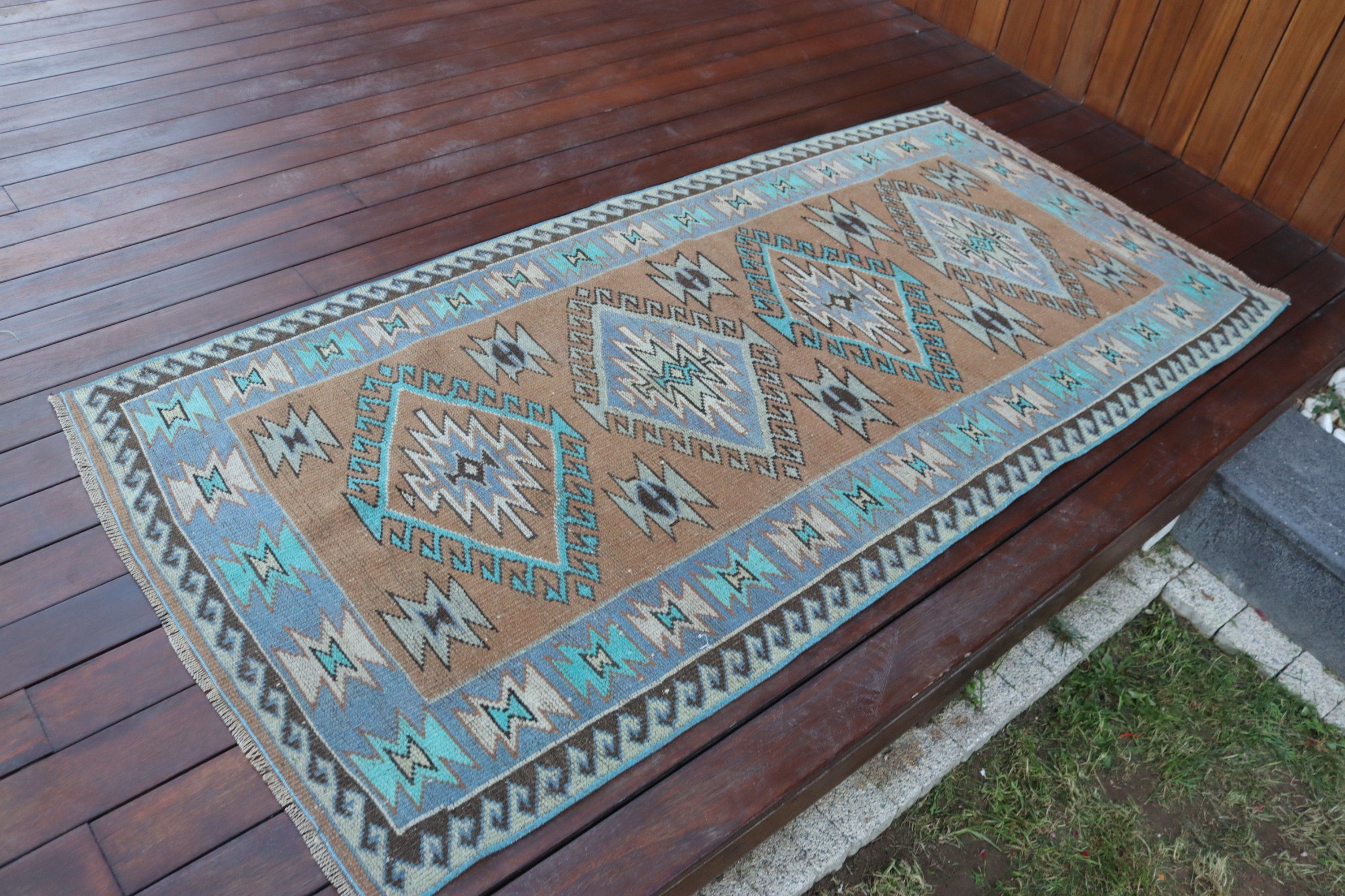 Boho Accent Halı, Türk Halısı, Vintage Halılar, Oryantal Halılar, Lüks Halılar, Kahverengi 2,9x6,1 ft Accent Halı, Dekoratif Halılar