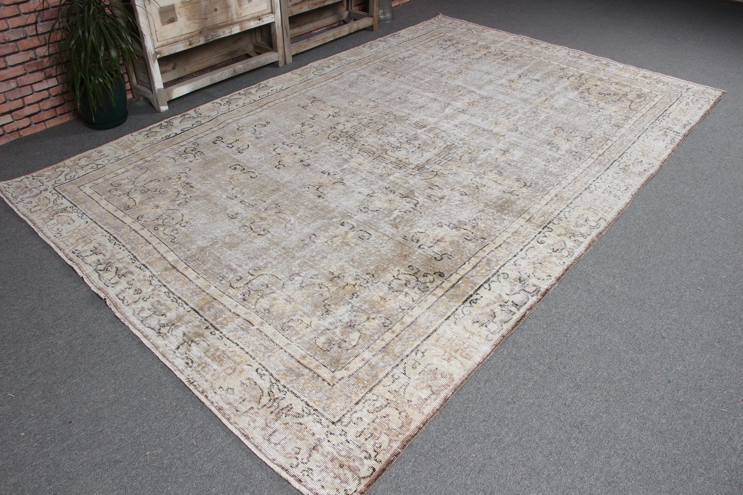 Cool Rugs, Large Oushak Rug, Turkish Rugs, Beige Statement Rugs, 6.2x9.7 ft Large Rugs, Vintage Rug, Modern Rugs, Large Vintage Rugs