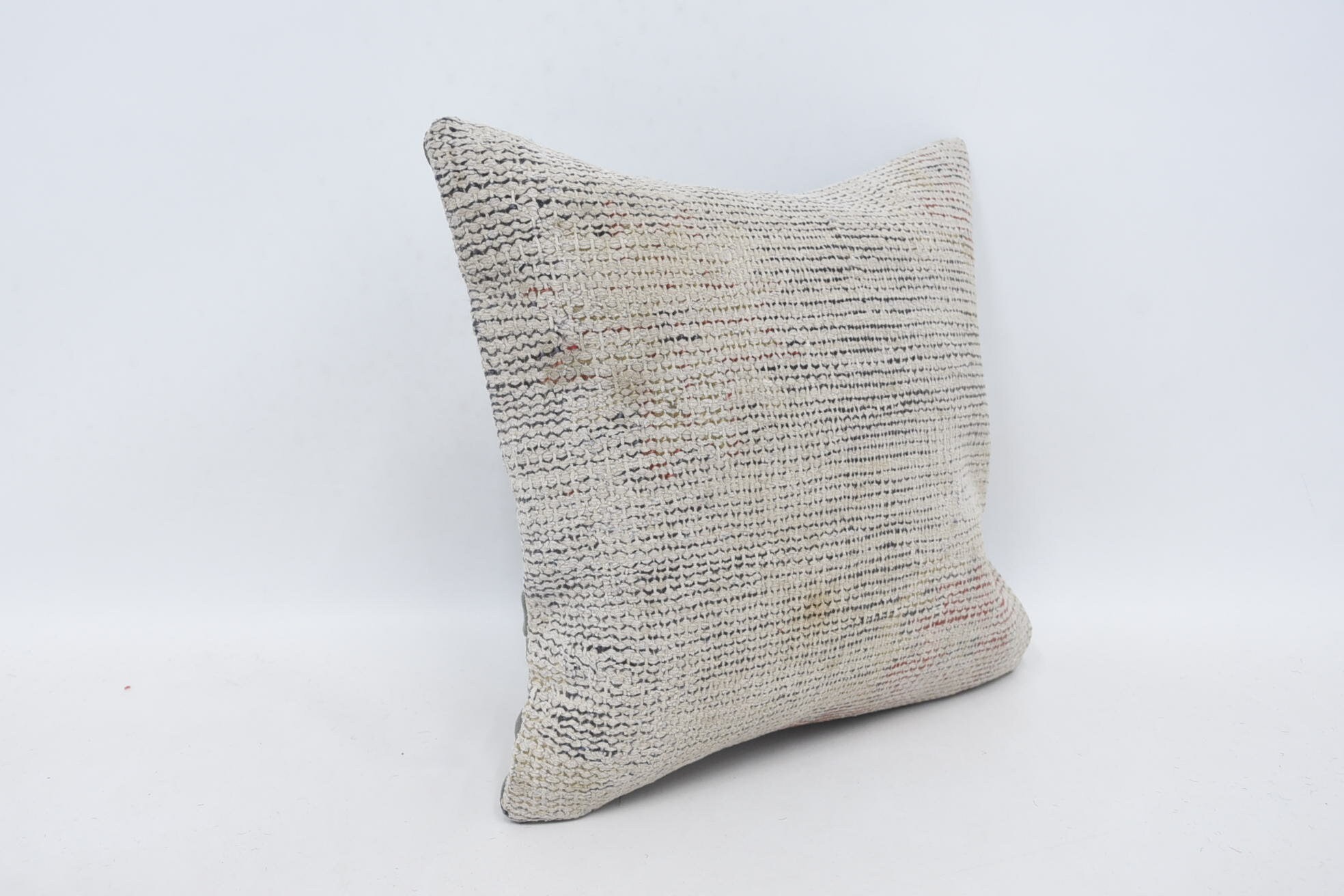 Gift Pillow, Anatolian Pillow Case, Pastel Cushion Cover, Turkish Pillow, 14"x14" Beige Pillow, Bright Cushion Cover, Kilim Pillow Cover