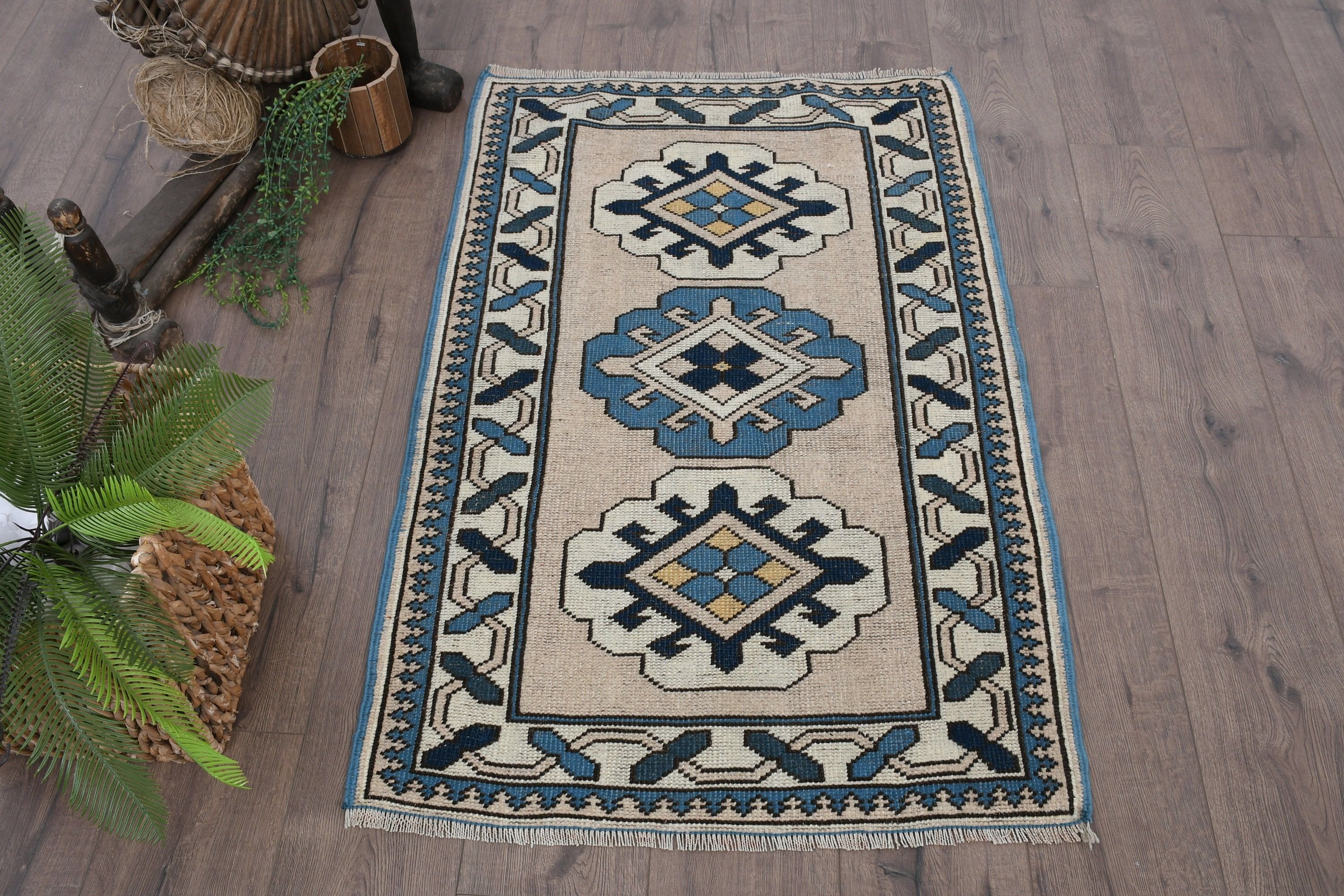 Wool Rug, Vintage Rugs, Entry Rug, Rugs for Wall Hanging, Blue Antique Rug, Turkish Rug, Bedroom Rug, 2.6x4 ft Small Rugs