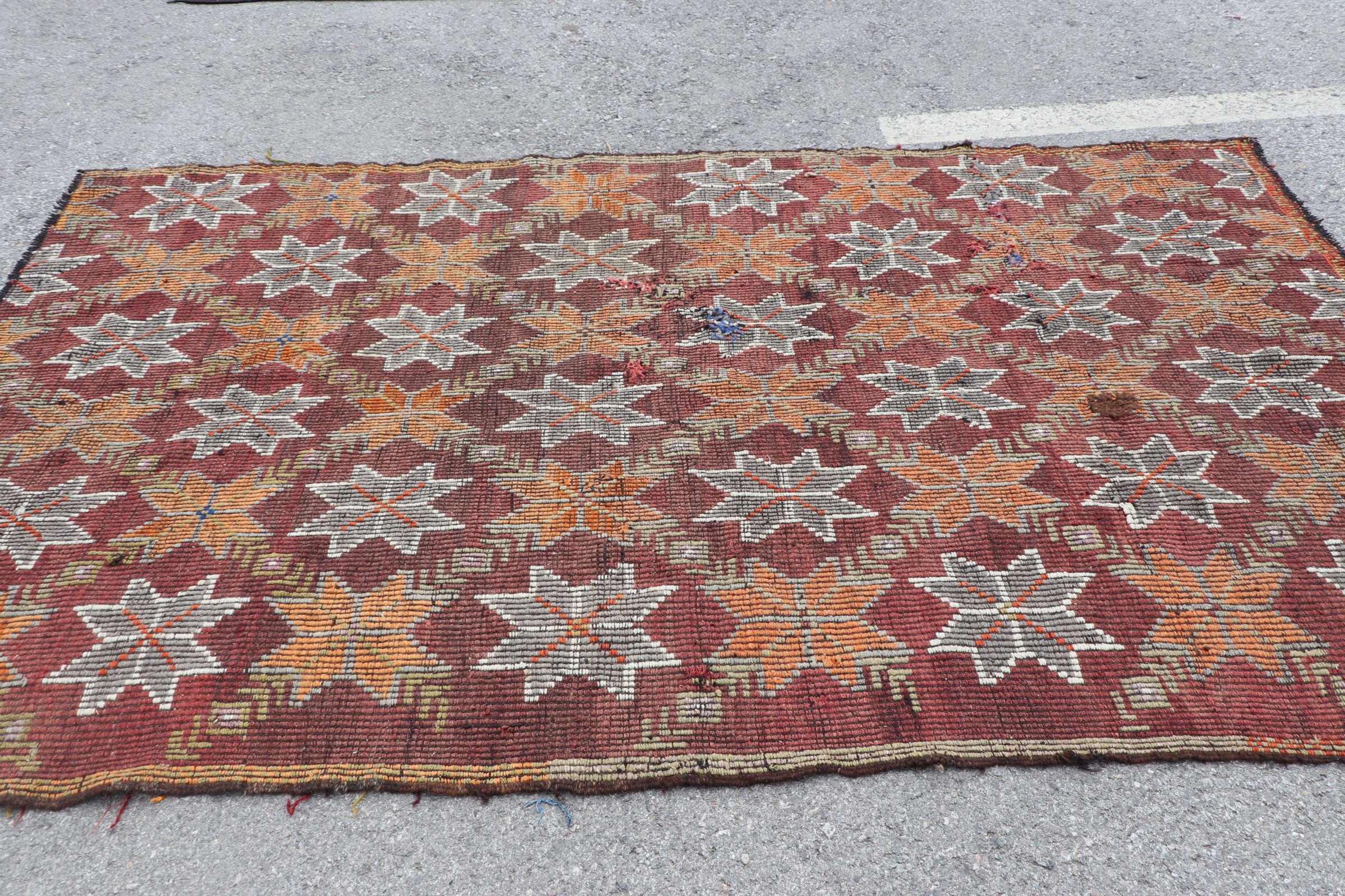 Salon Rugs, Red Antique Rug, Pastel Rug, Kilim, Turkish Rugs, Living Room Rug, Wool Rug, Moroccan Rug, 5.2x9.2 ft Large Rug, Vintage Rugs